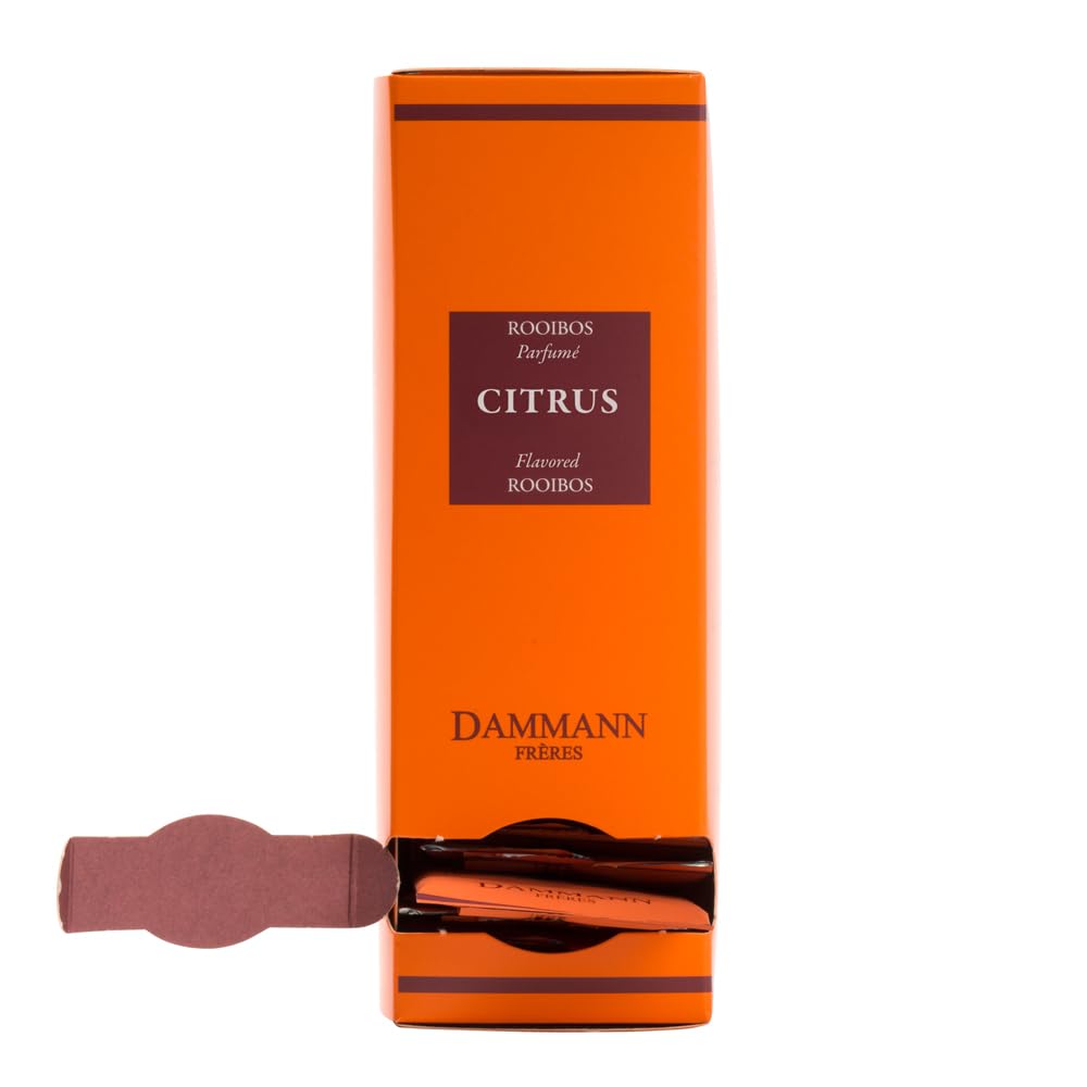 Dammann Freres Sachets, Rooibos Citrus Tea Bags, Premium Gourmet French Tea, Blend Lemon, Clementine, and Orange Flavors, Individually Wrapped, 24 Count (Single Pack)