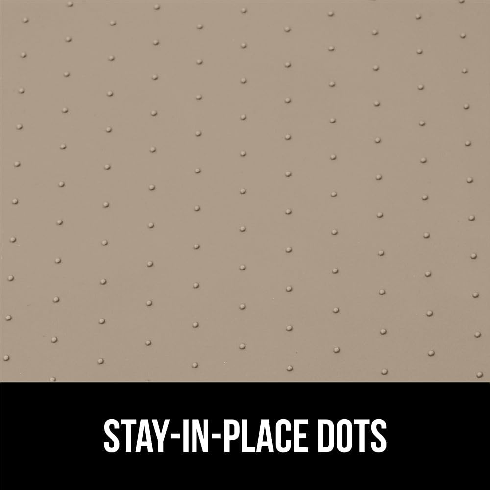 GORILLA GRIP Waterproof Silicone Under Sink Mat with Raised Lip for Kitchen and Bathroom, 34 x 22 in, Cabinet Shelf Liner Stay in Place Mats Dishwasher Safe Drawer Liner, Organizer Tray, Beige