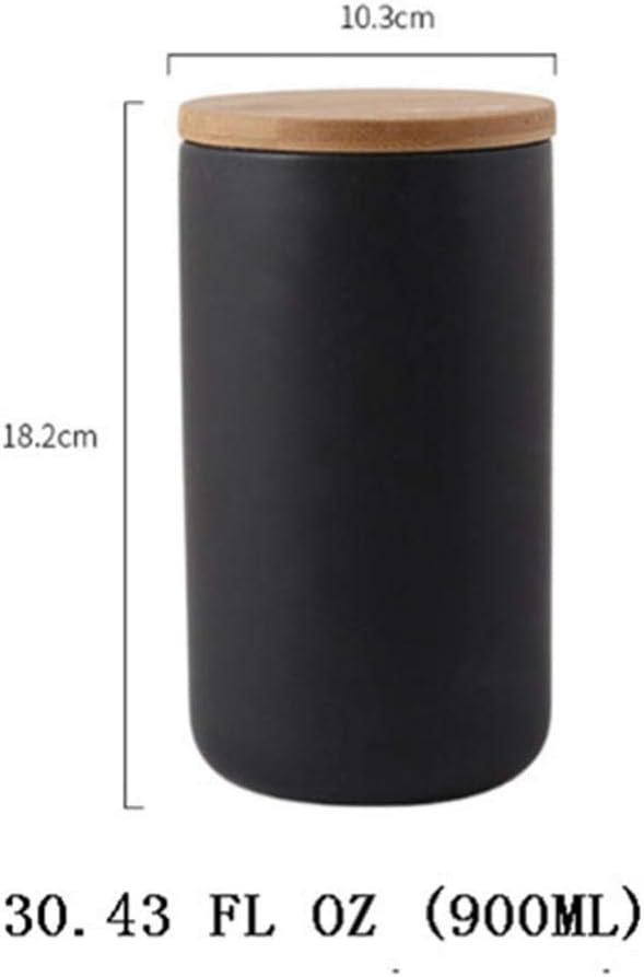 YYW Ceramic Food Storage Jar Containers Kitchen Canisters with Airtight Seal Lid for Coffee Beans Sugar Spices (Large Black)