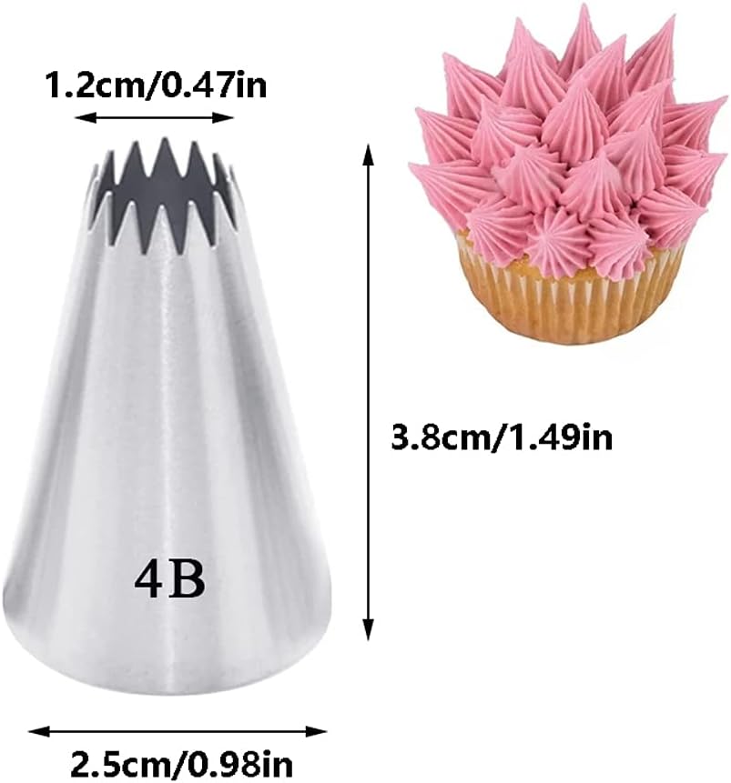 Large Piping Tips Set for Cake Cupcake Decorating,Stainless Steel Icing Piping Nozzles,5 Decorating Tips Pastry Tips Frosting Tips for Cream Rose Flower Meringue Cookie Decoration,#1A 1M 2A 2D 4B