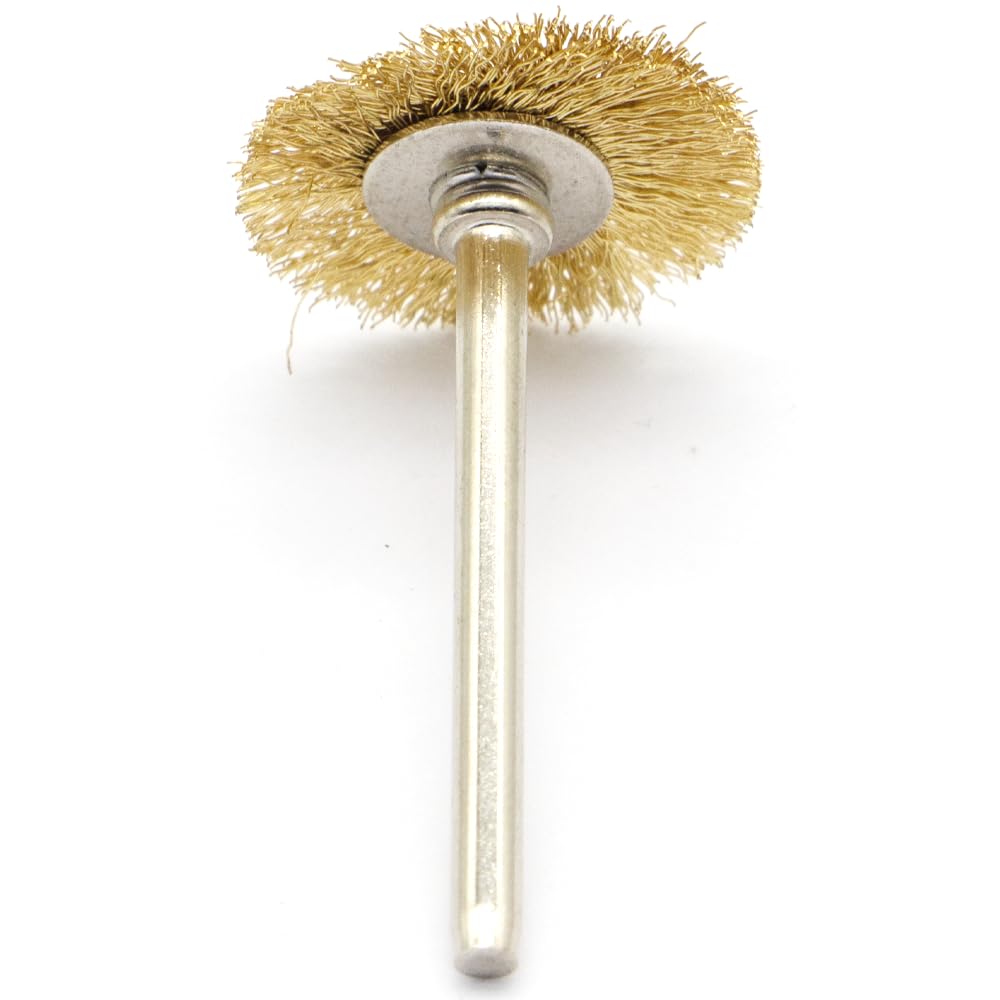 20PCS T-shaped Brass Wire Brushes - Metal Rust Removal, Cleaning, and Polishing - 22mm Diameter, 1/8″ (3mm) Shaft - Removes Burrs and Oxide Layer - Handles Rough Surfaces - Rotary Tool Accessories