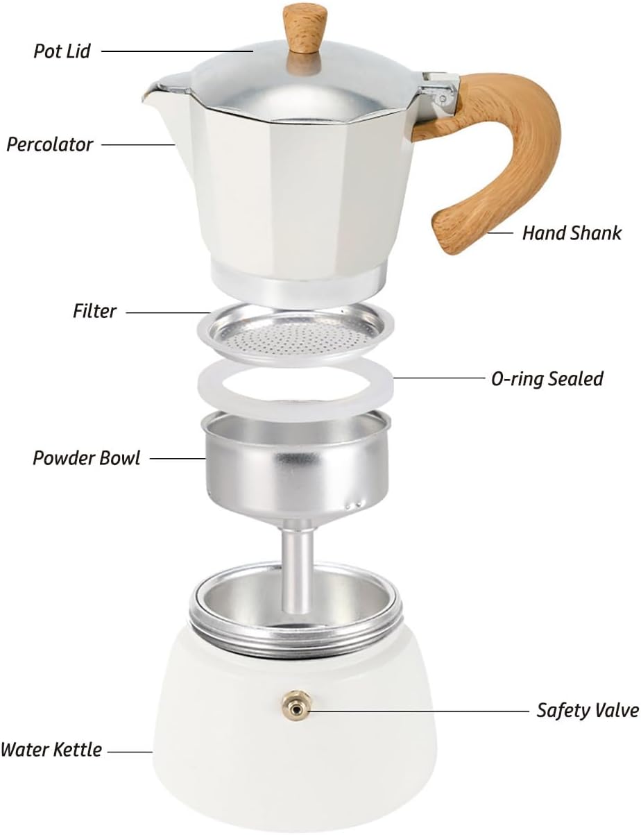 AGOGO Milano Moka pot, Stovetop Espresso maker, Greca Coffee Maker, Stovetop coffee maker and espresso maker percolator With Paper Filter 6 Cup Black