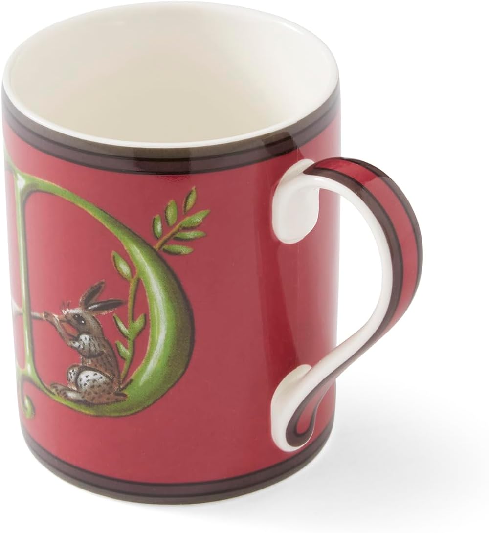 Spode Kit Kemp Alphabet Mug - Letter D Monogram in Fine China, 12oz Ceramic Coffee Cup for Hot Drinks, Personalized Drinkware for Unique Gifts, Dishwasher Safe Tea or Coffee Mug - Gift Box Included