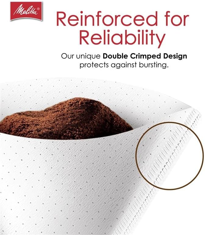 Melitta #4 Cone Coffee Filters, White, 100 Count (Pack of 6), 600 Total Filters - Packaging May Vary