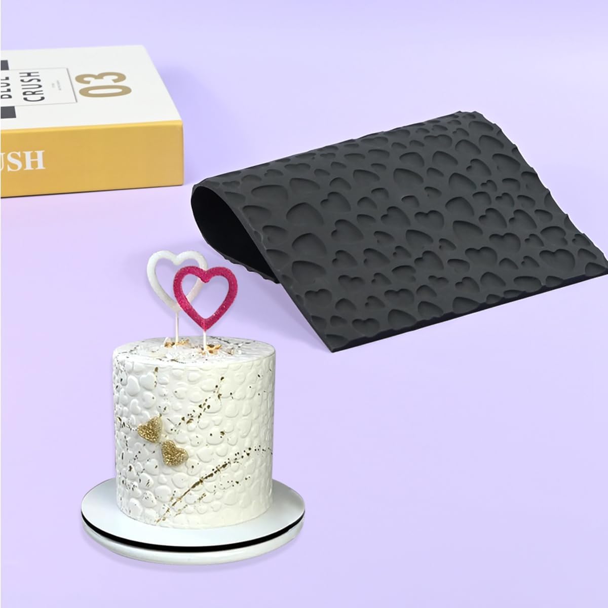 mostsom Silicone Lace Cake Mold Heart Pattern Flexible Sugar Craft Decorating Tool for Baking, Fondant, Chocolate, and Resin Molding Non-Stick Cake Decorating Molds (B_ Heart)
