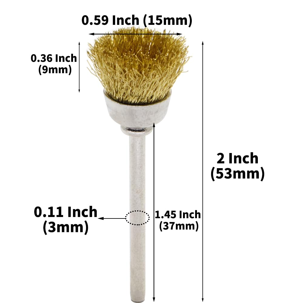 36-Piece Wire Brush Set - Metal Rust Removal, Polishing, Cleaning - Shaft 1/8″ (3mm) - Removes Burrs, Dust, and Oxide Layer - Handles Rough Surfaces - Designed for Industrial and DIY Enthusiasts