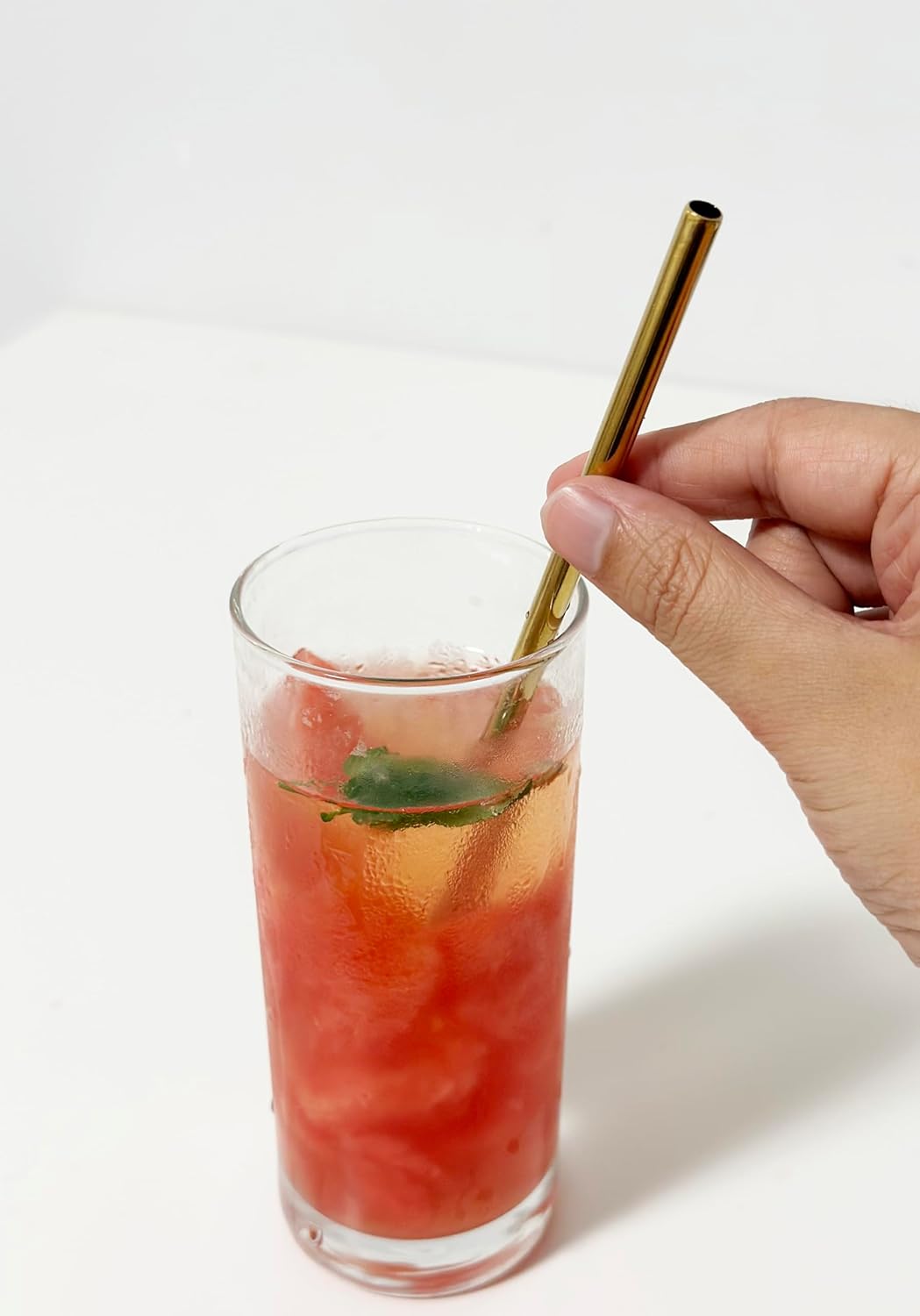 10 Pcs Stainless Steel Straws, Reusable Drinking Straws, 5 Straight + 5 Bent Metal Straws Set With 2 Pcs Cleaning Brushes (Gold, 10.5 Inch)