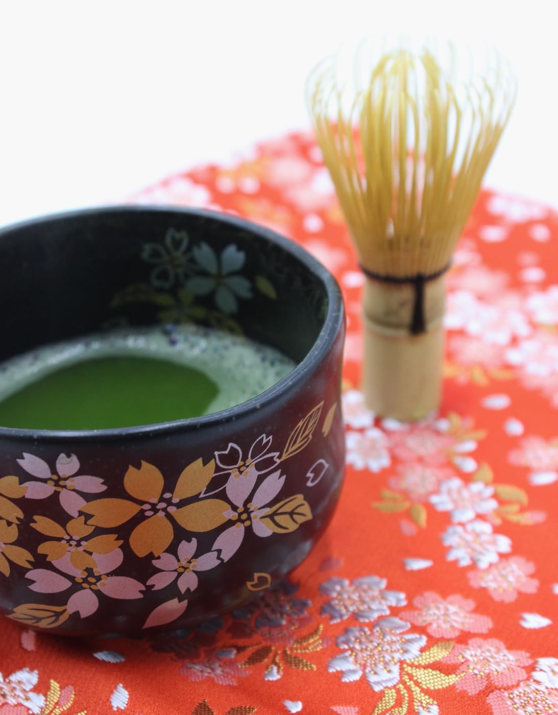 Japanese Traditional Mino Ware Handcrafted Mini Matcha Chawan Tea Bowl Cup Set With Chasen Bamboo Tea Whisk Ceremony Tableware Pottery (Tenmoku Sakura)