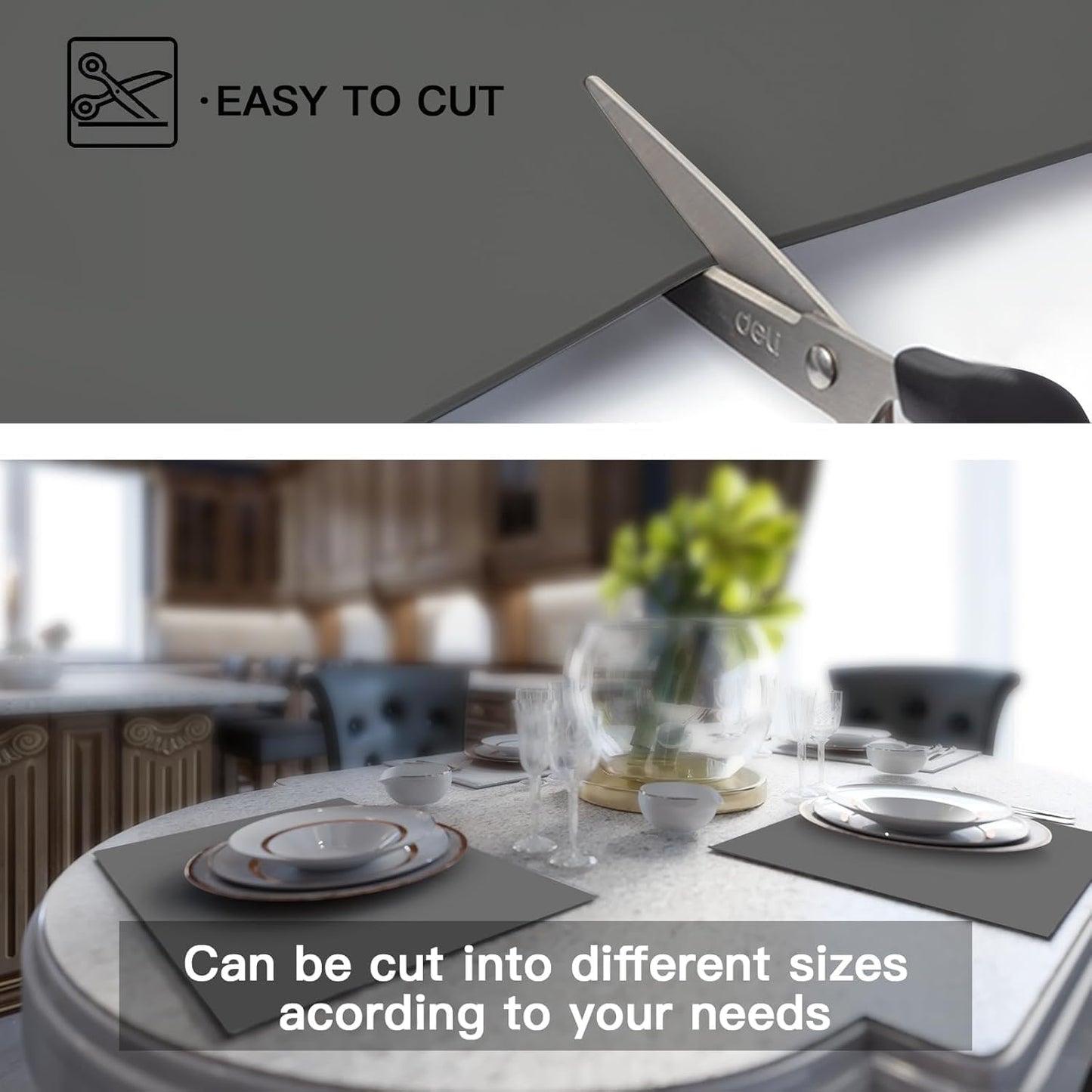 Silicone Mats for Kitchen Counter, 47.3"x23.6"(120cmx60cm) Large Heat Resistant Mat Kitchen Island Waterproof 2MM Thick Countertop Protector Mat Nons-slip Extra Large Counter Mat, Translucent Brown