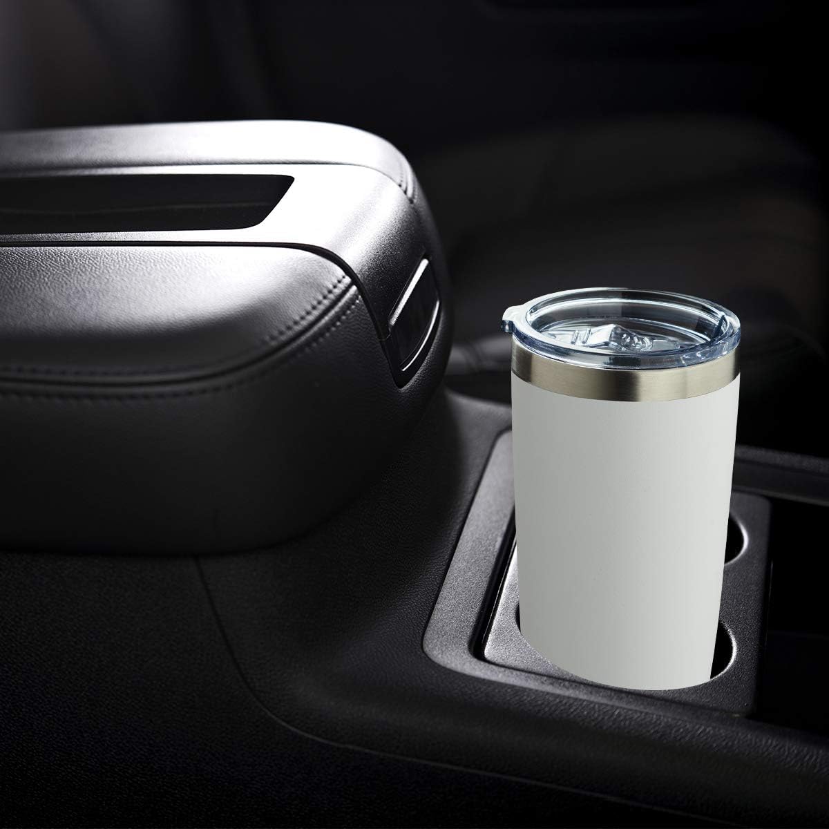 COMOOO 20oz White Tumbler Double Wall Vacuum Insulated Coffee Travel Mug Stainless Steel Tumbler Bulk with Lid and Straw Powder Coated Insulated Coffee Cup for Cold & Hot Drinks (White, 6 Pack)