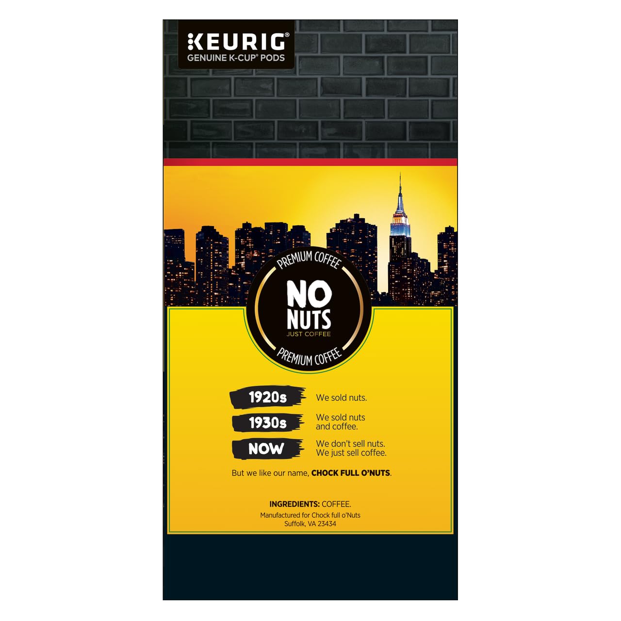 Chock Full o'Nuts Original Coffee, Compatible with K-Cup Pods, 32 CT (Pack of 3)