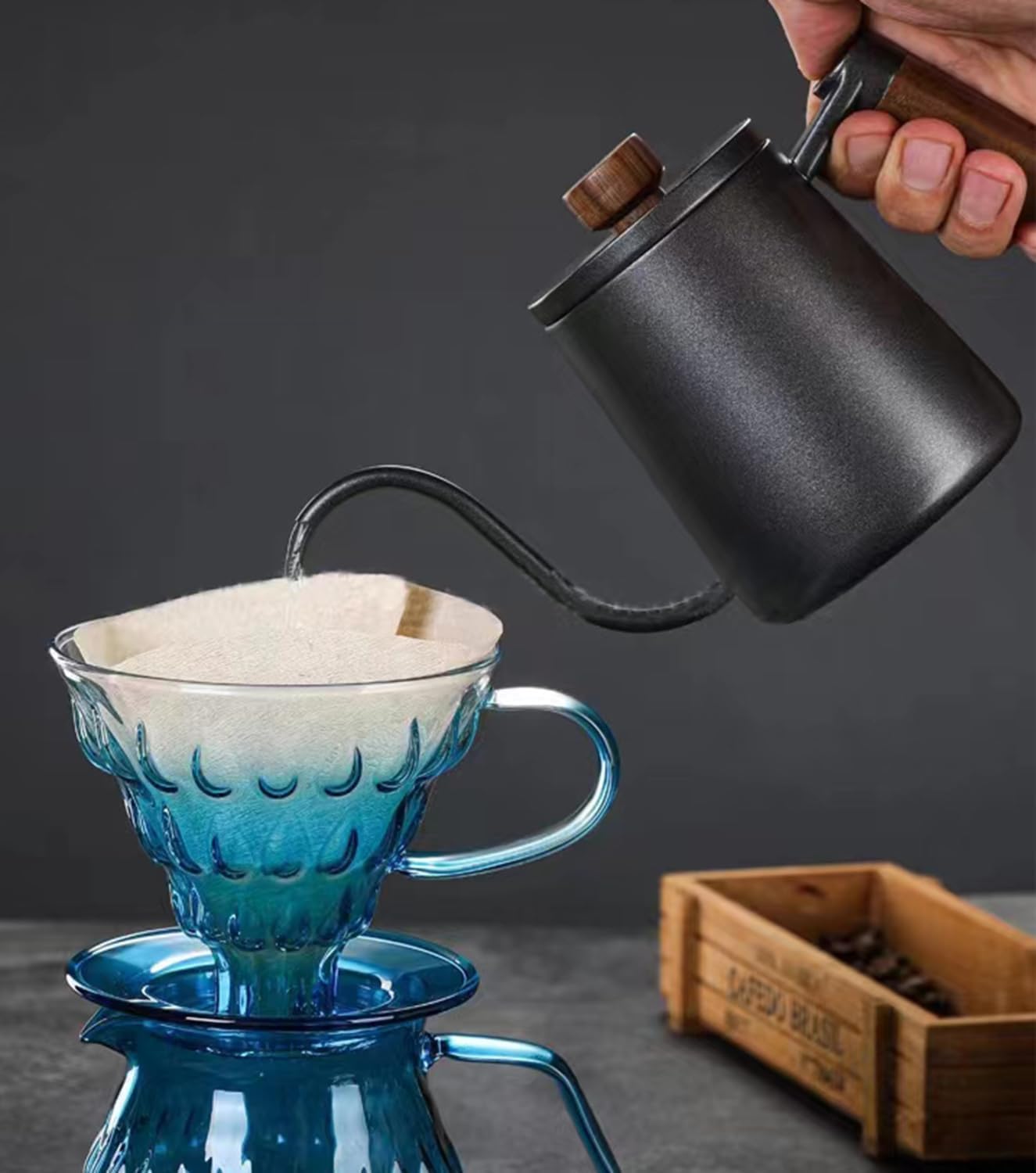 Glass Coffee Dripper, Pour Over Coffee Maker, Reusable Coffee Filter Cup, Slow Brewing Accessories for Home, Cafe, Restaurants(V02,1-4Cups) (Green)