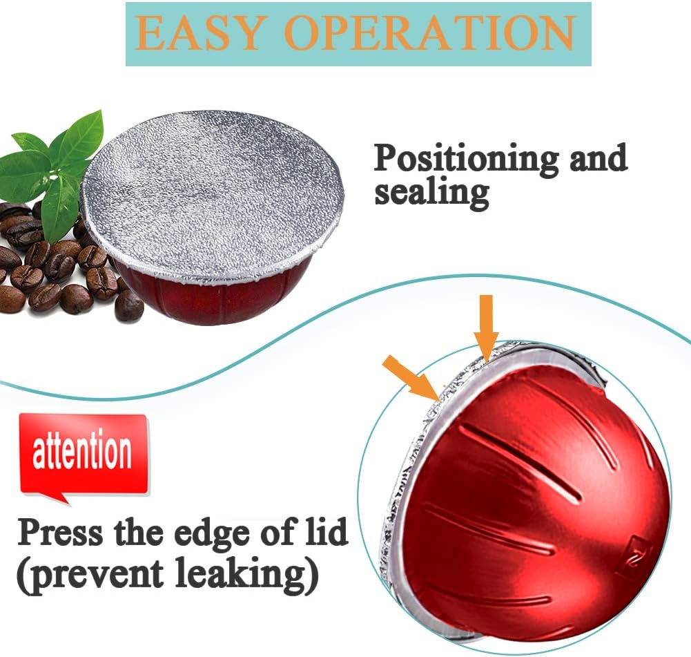 CAPMESSO Aluminum Foils Lids to Reuse Vertuoline Capsules Coffee Pods Compatible with Nespresso VertuoLine Machine 64mm(400/package)