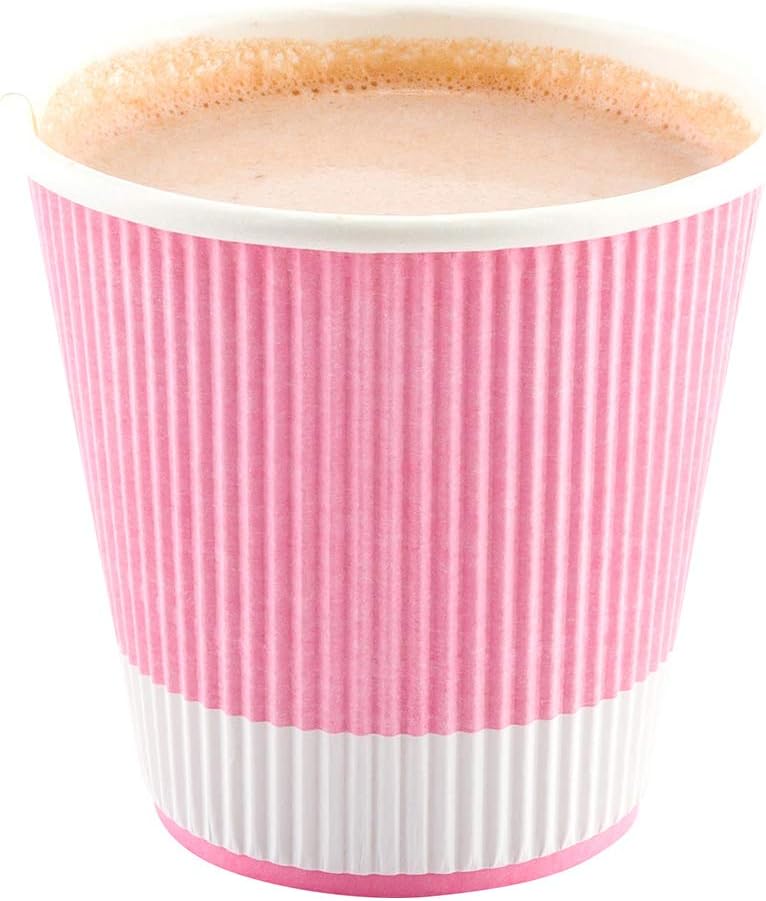 Restaurantware 8 Ounce Double Wall Disposable Coffee Cups, 500 Insulated Light Pink Paper Tumblers, with Ripple Wall Design, Lids Sold Separately for Hot Drinks like Tea, Coffee and More
