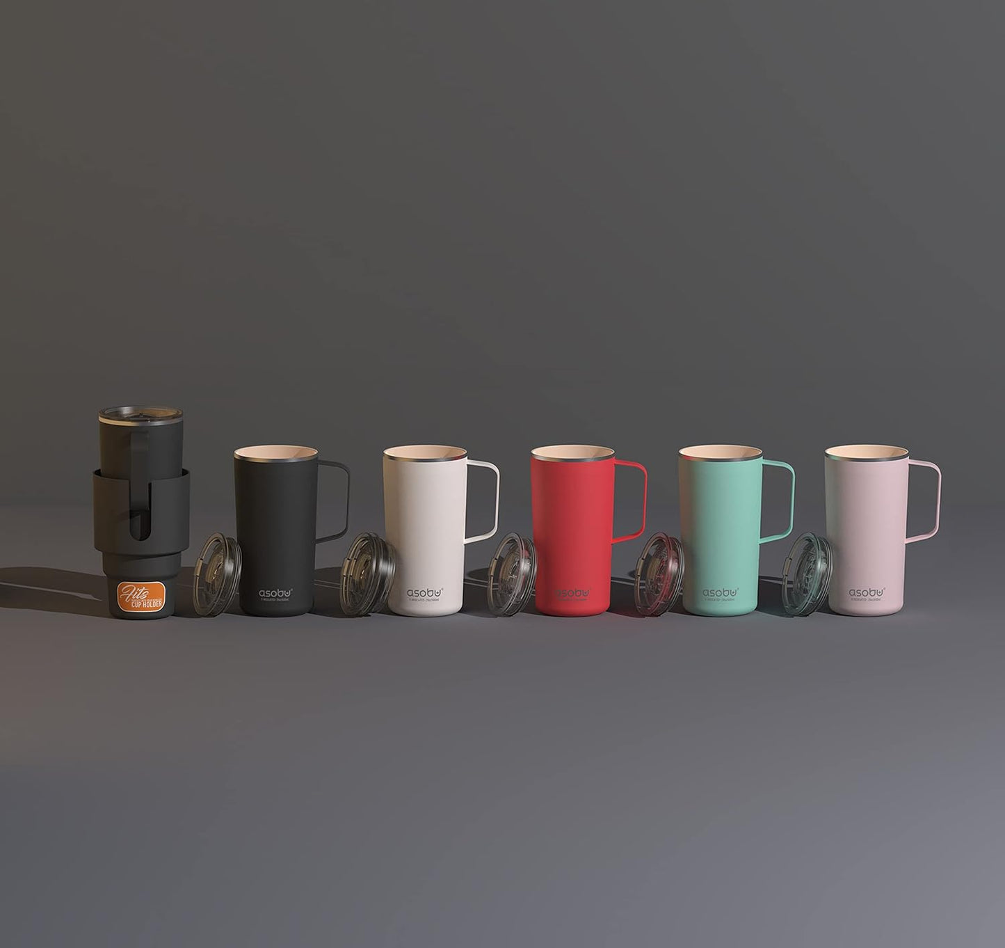 asobu Tower Mug Ceramic Inner Coated Insulated Stainless Steel Cup for Pure Tasting Coffee with Easy Hold Handle and Tritan Lid Fits Standard Cup Holders 20 Ounce Travel Mug (Mint)