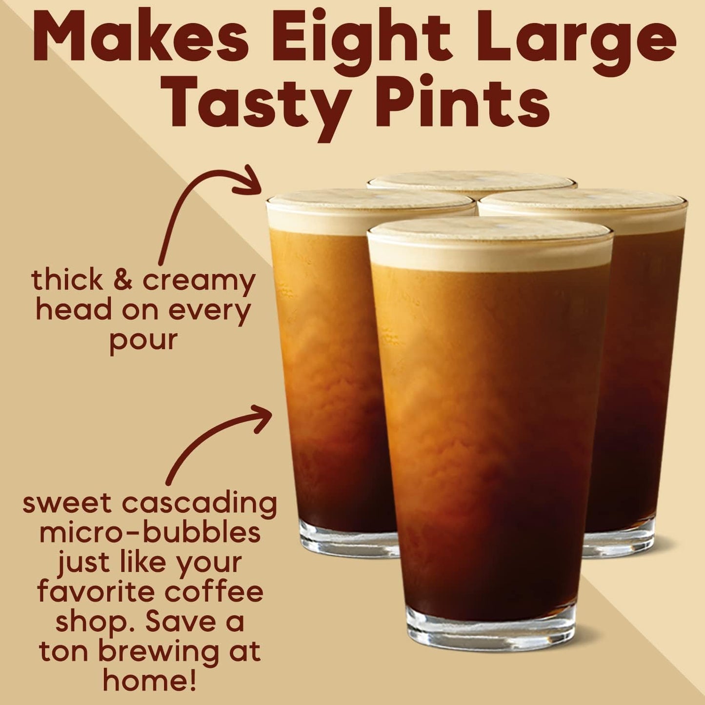 The Original Royal Brew Nitro Cold Brew Coffee Maker - Gift for Coffee Lovers -128 oz Extra Large Home Keg, Nitrogen Gas System Coffee Dispenser Kit - Use Nitrogen or Nitrous Oxide