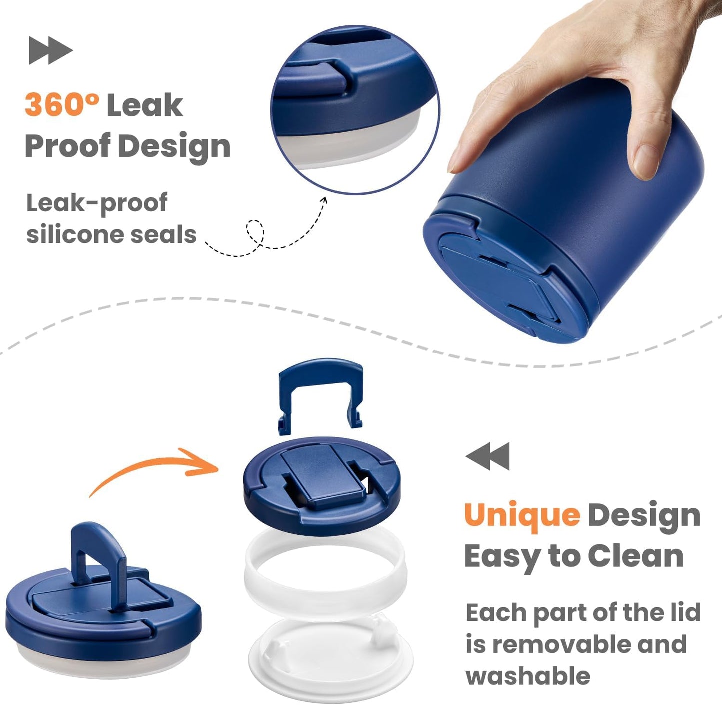 20oz Insulated Vacuum Food Jar with Buckle Lid,Soup Thermo for Hot Food Kids,Wide Mouth Leakproof Stainless Steel Lunch Container with Spoon-Blue