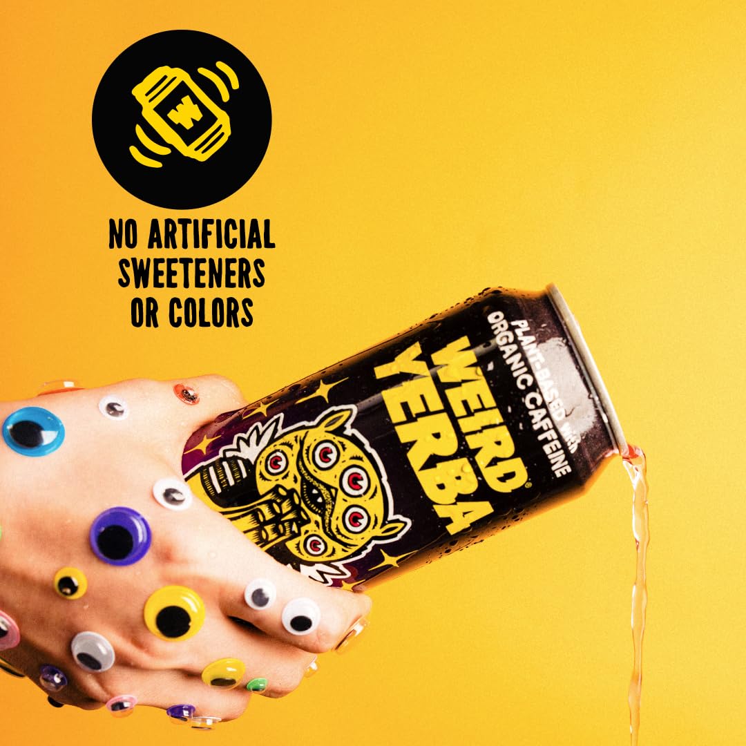 Drink Weird Organic Acai Pomegranate Yerba Mate β 16oz Cans, 160mg Organic Caffeine, Pack of 12 β Antioxidant-Rich Energy Drink Alternative