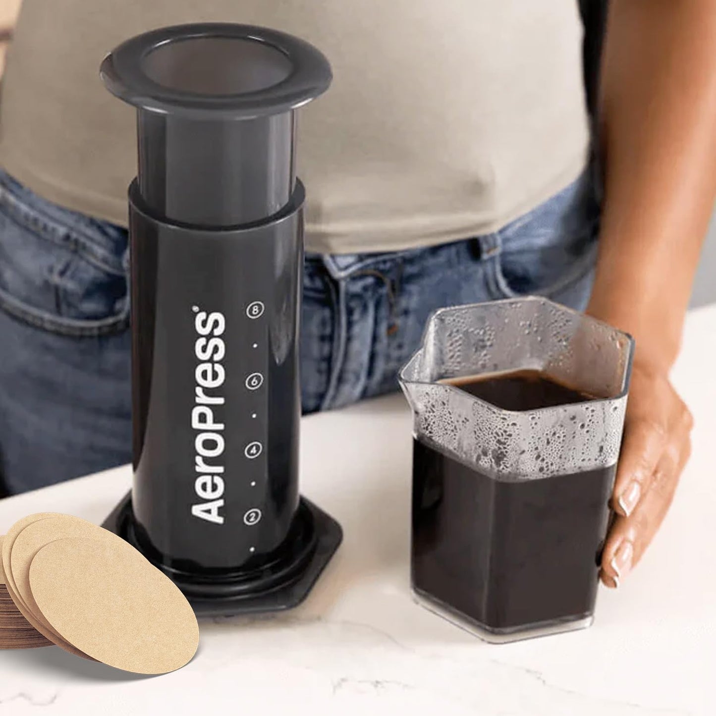 AeroPress XL Natural Paper Microfilters, AeroPress Coffee Filters, Unbleached Round Paper Filters for Coffee Makers, Must-Have Coffee Accessories, XL, 2 Pack, 400 Count