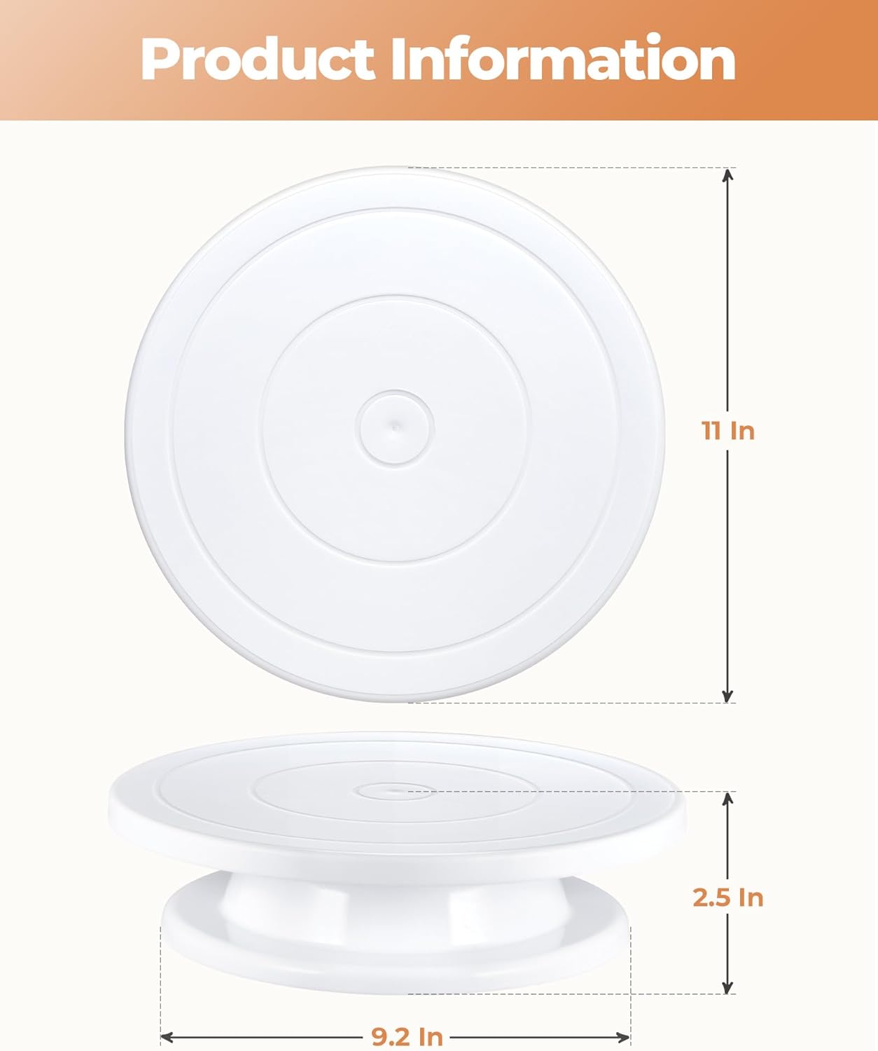 Kootek Cake Stand, 11 Inch Rotating Cake Turntable for Decorating, Display & Baking, Smooth Revolving Spinner Stand (White)