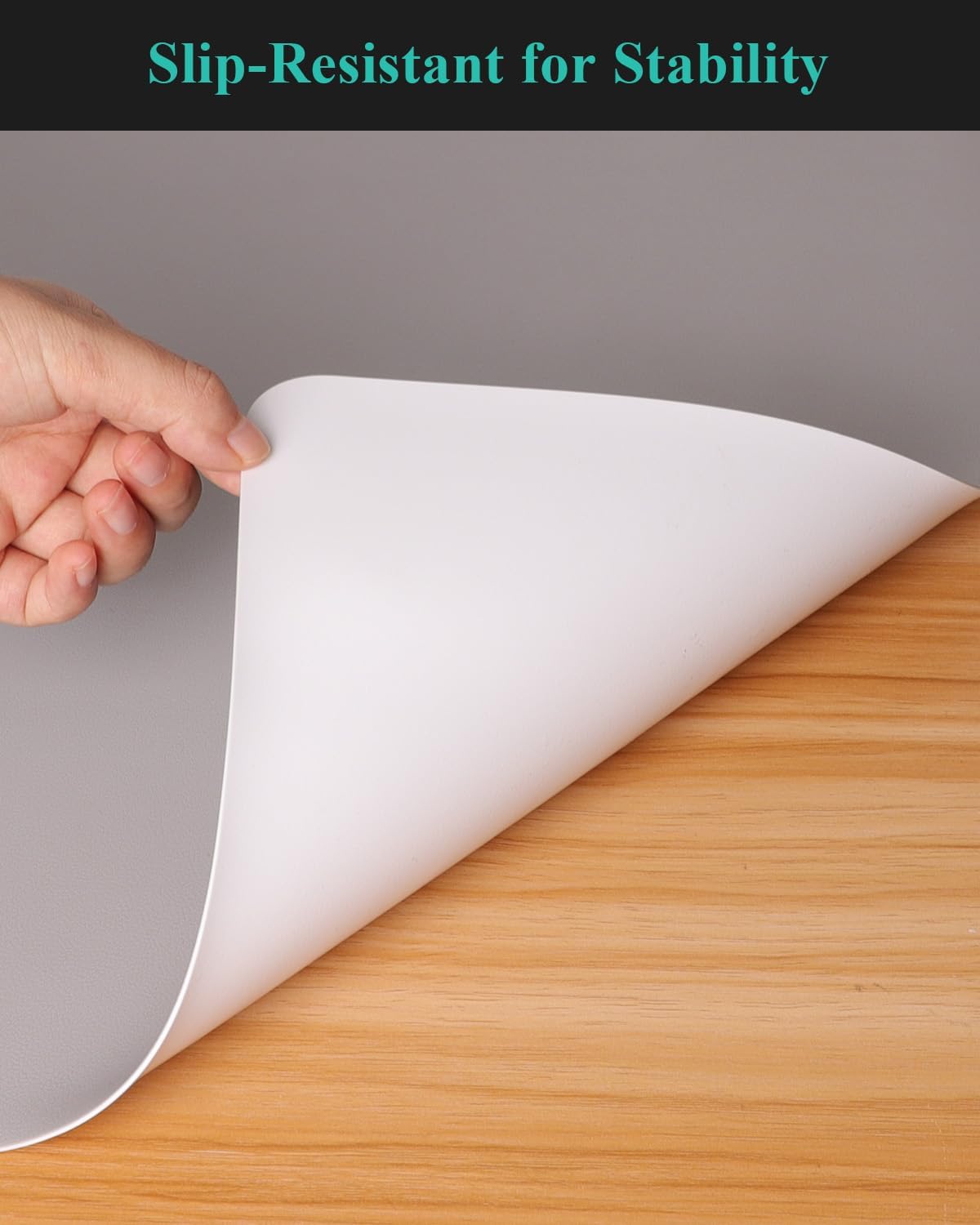 Light Gray Plastic Table Cover Protector, 24" x 48" Waterproof Easy Flat PVC Desk Pad Mat, 1.5mm Thick Rectangle Vinyl Table Top Protector for Dining Room Table, Office, Dresser