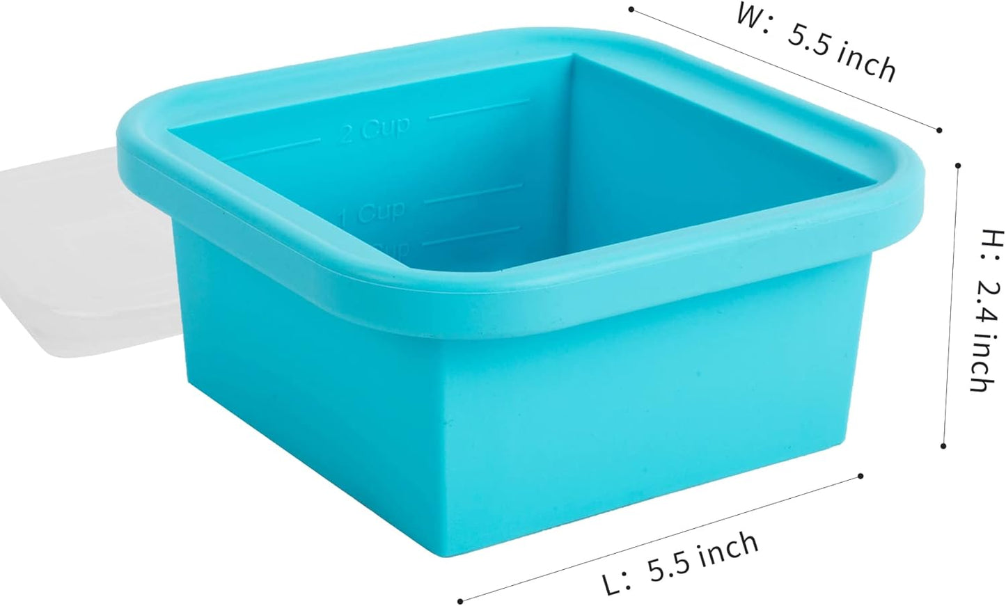 Silicone Freezing Tray with Lid - 2-Cup 4 Pack Freezer Containers,Make 1 Perfect Freezing,Storing Soups, Foods, Stews, Dips or Sauces Simple and Convenient Color Aqua