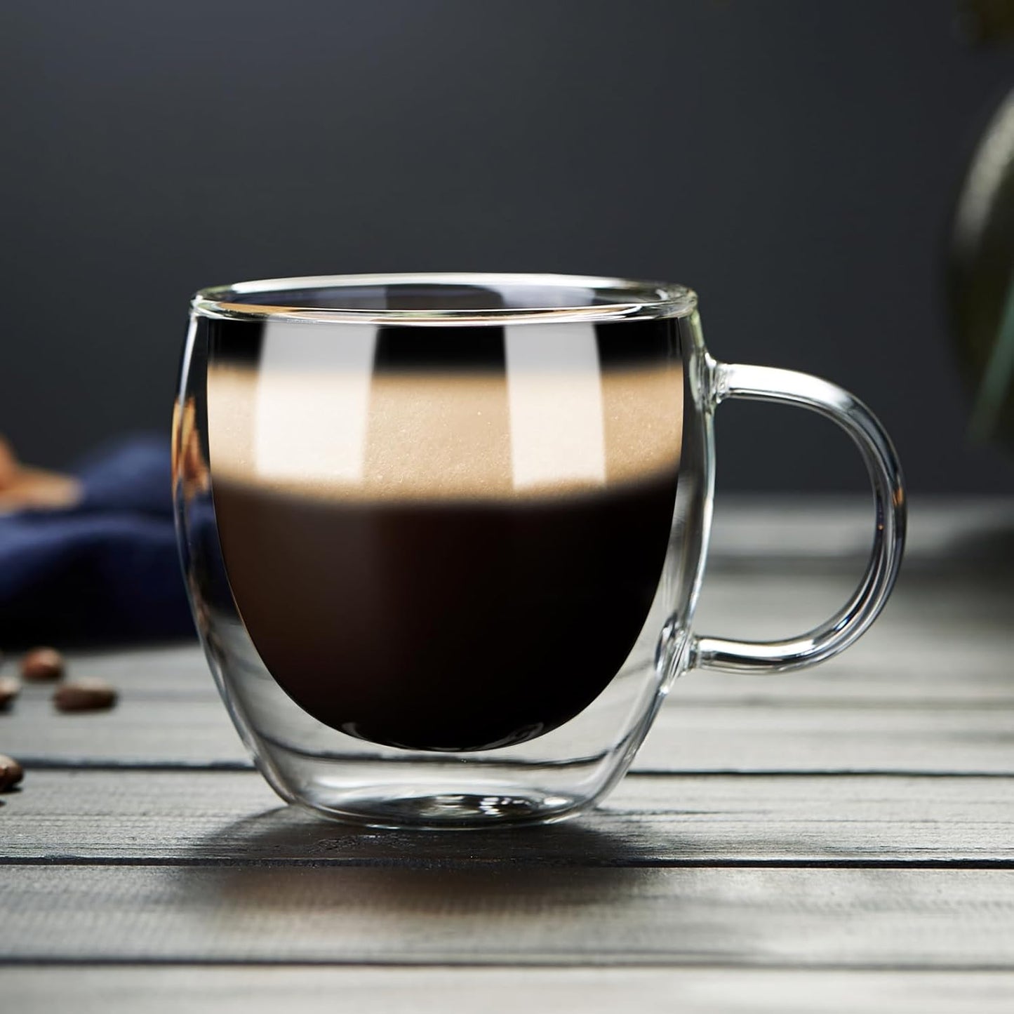 6.7oz Double Wall Espresso Cups Set of 2 With Handle, Clear Expresso Shots Cup, Double Wall Insulated Espresso Mugs, Tazas de Cafe Expreso, Microwave Dishwasher Safe, for Espresso Machine