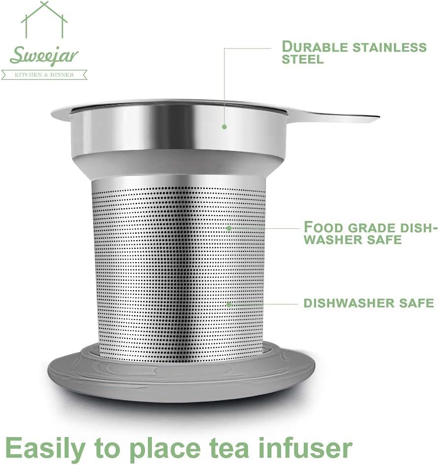 Sweejar Porcelain Tea Infuser Cup with Lid, 16 oz Tea Cup with Strainers for Loose Leaf Tea, Microwave and Dishwasher Safe Coffee Mug, Tea Steeping Mug for Tea Drinkers,Christmas Gift (Purple)