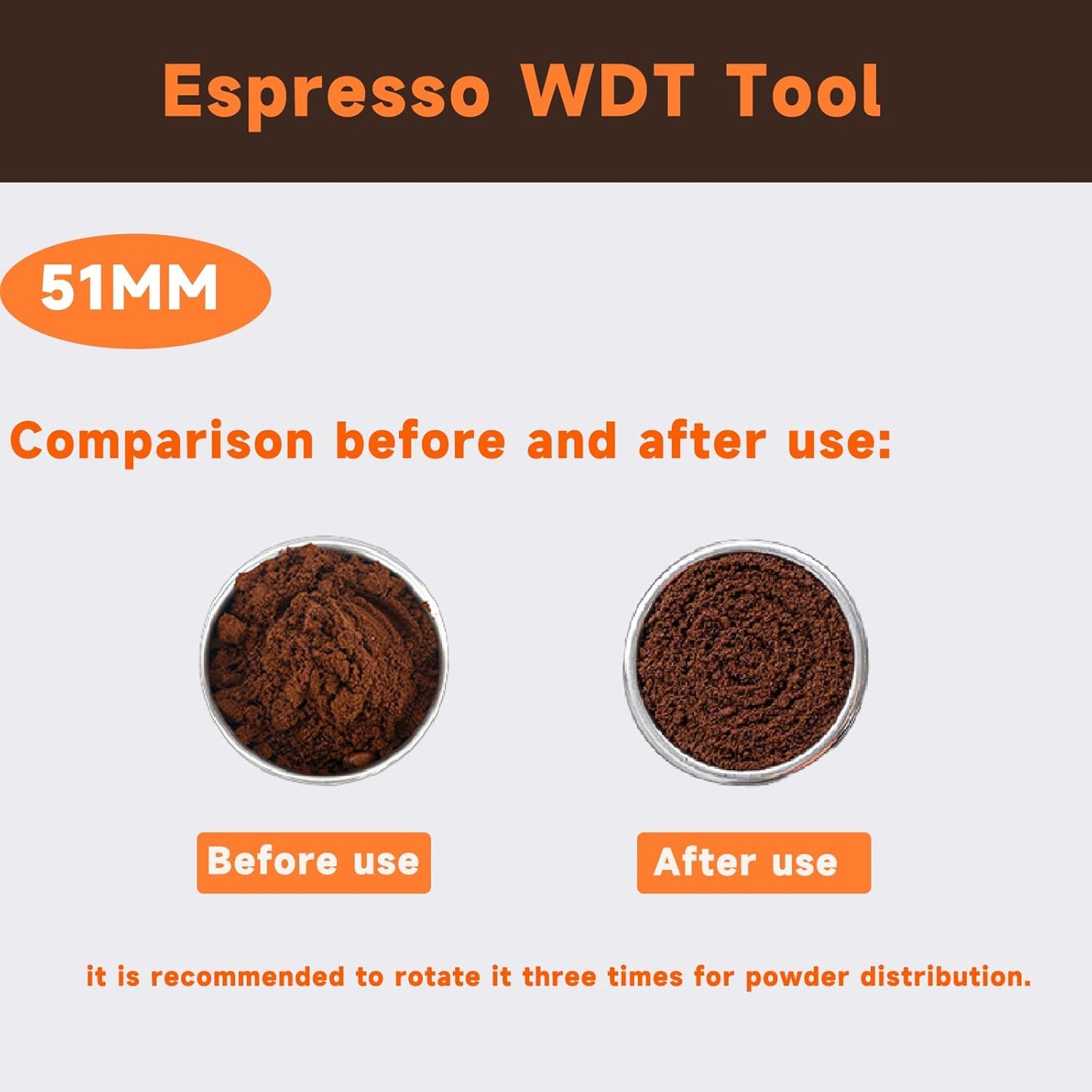 51mm WDT Tool ,Espresso Stirrer Distribution Tool,Compatible with Delonghi Portafilter 51mm,Adjustable Height,with Magnetic Suction