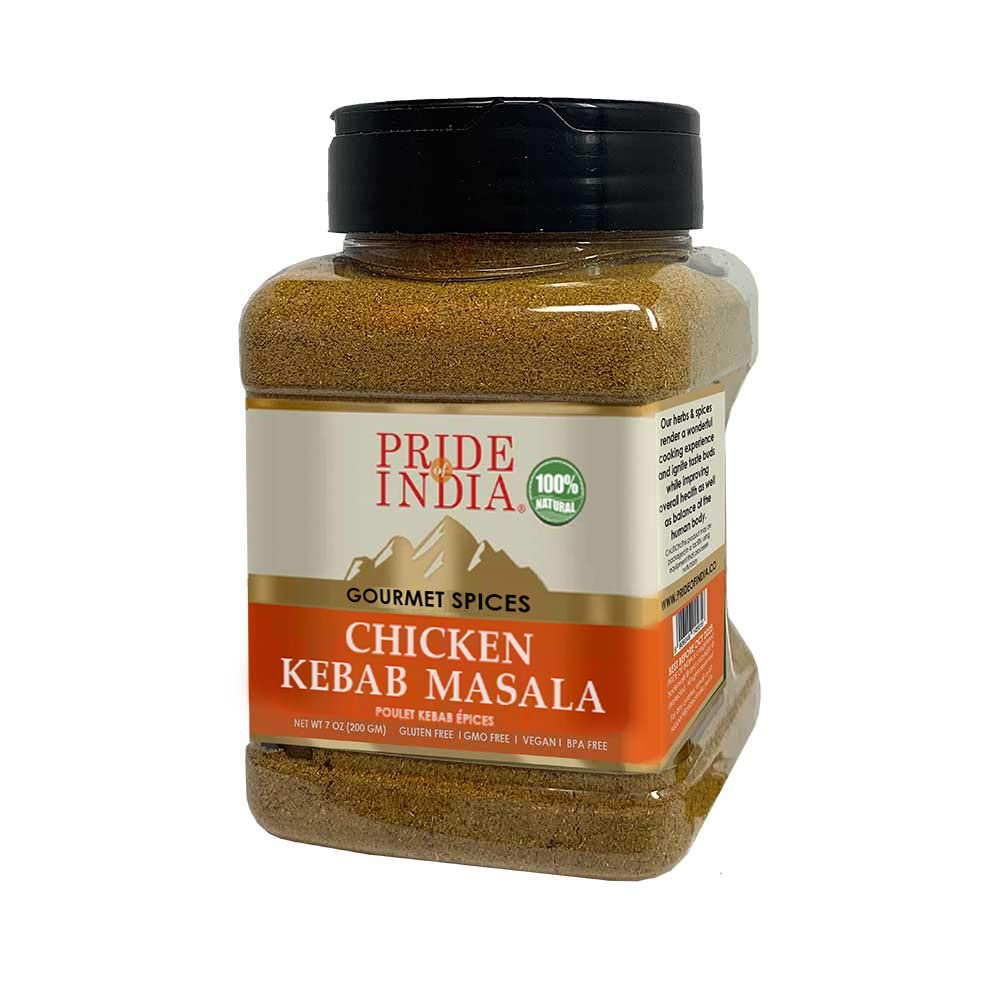 Pride of India - PACK of 6 - Butter Chicken Kebab Seasoning Spice – Gourmet Spice Blend – Artisanal Rub – Good for Chicken Meat & Paneer – Preservatives Free – 7 oz. Medium Dual Sifter Jar