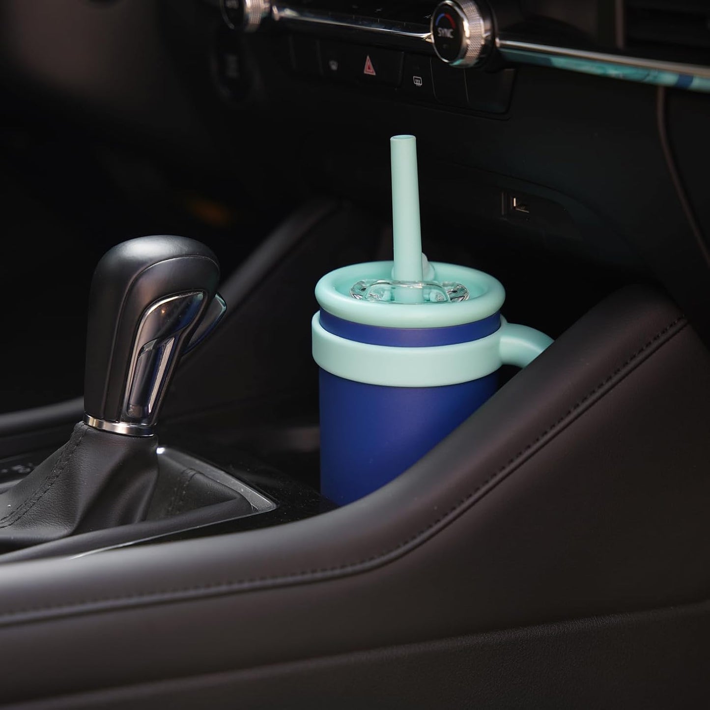 18 oz Tumbler with Side Handle, Insulated Water Bottle with Straw and 2 in 1 Lid, Stainless Steel Cup Travel Coffee Mug for Sports Office Gym,Green