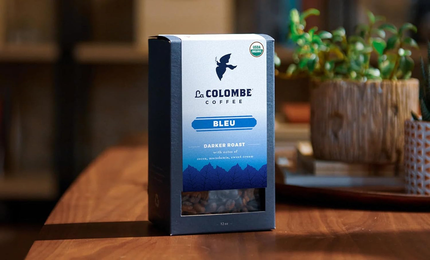 La Colombe Bleu Organic Dark Roast Whole Bean Coffee - Notes of Cocoa, Macadamia & Sweet Cream, 12 Ounce (Pack of 4)