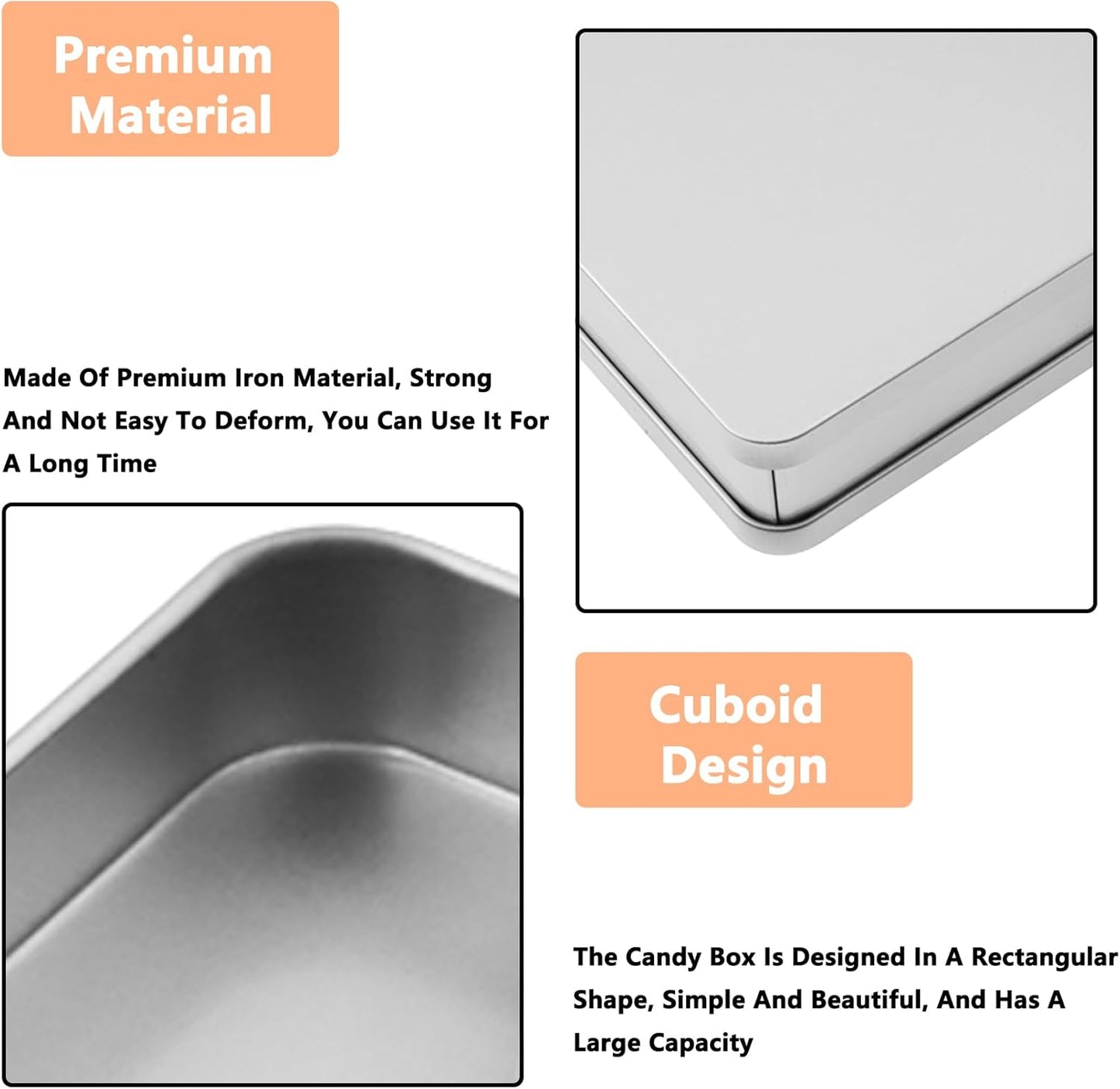 Metal Empty Boxes, Tin Boxes with Lid,Small Silver Tin Boxes,Stackable Organizer Containers,4PCS Storage Tin for Home Outdoor Active Storage Containers