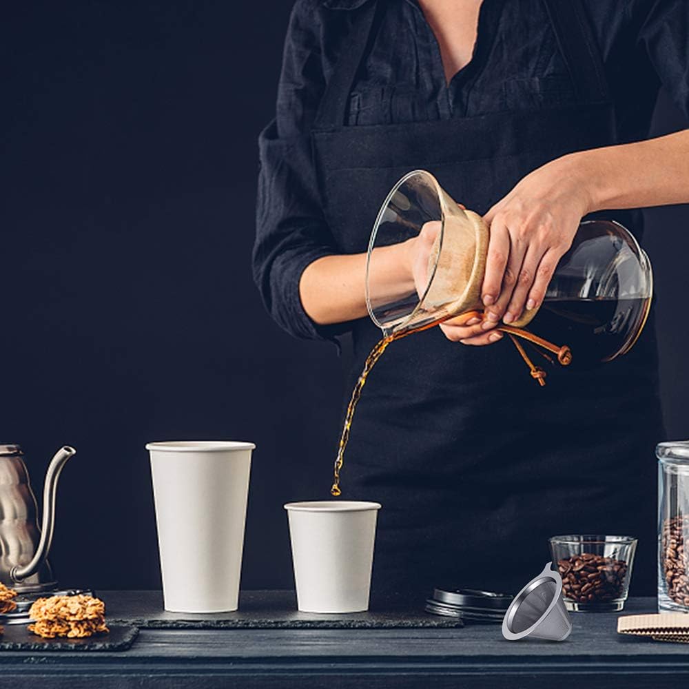 Upgraded Pour Over Coffee Filter, Coffee Dripper, Paperless Mess Stainless Steel Coffee Filter, Maker One to Two Cup Coffee, Easy to Use and Clean (1-2Cups)