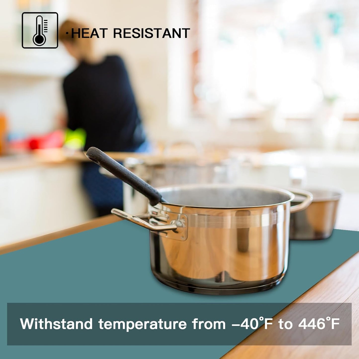 Silicone Mats for Kitchen Counter, 47.3"x23.6"x0.08" Largest Heat Resistant Mat Kitchen Island 2MM Thick Waterproof Countertop Protector Mat Nons-slip Extra Large Counter Mat (Dark Green)