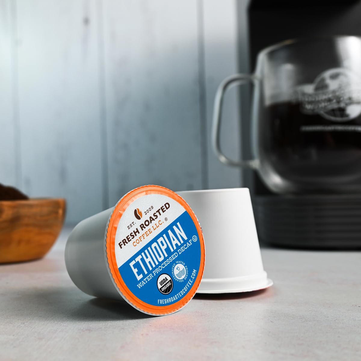 Fresh Roasted Coffee, Organic Water-Processed Decaf Variety Pack | USDA Organic, Kosher | K-Cup Compatible, 96 Pods