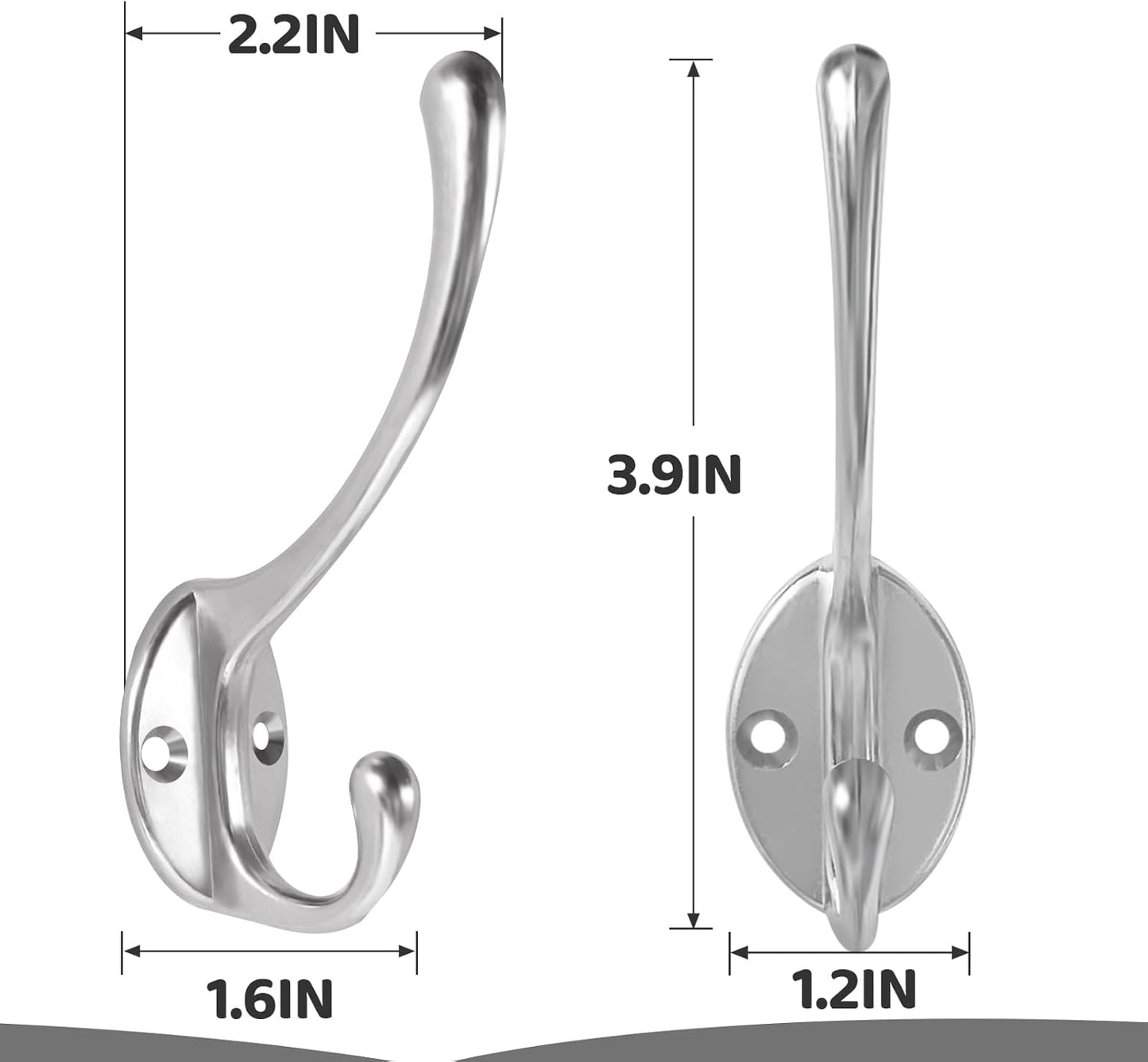 Wall Hooks for Hanging, 15-Pack Heavy Duty Metal Coat Hooks, for Living Room, Bathroom, Kitchen, Bedroom for Towel, Hat, Key, Closet, Bag (Silver)