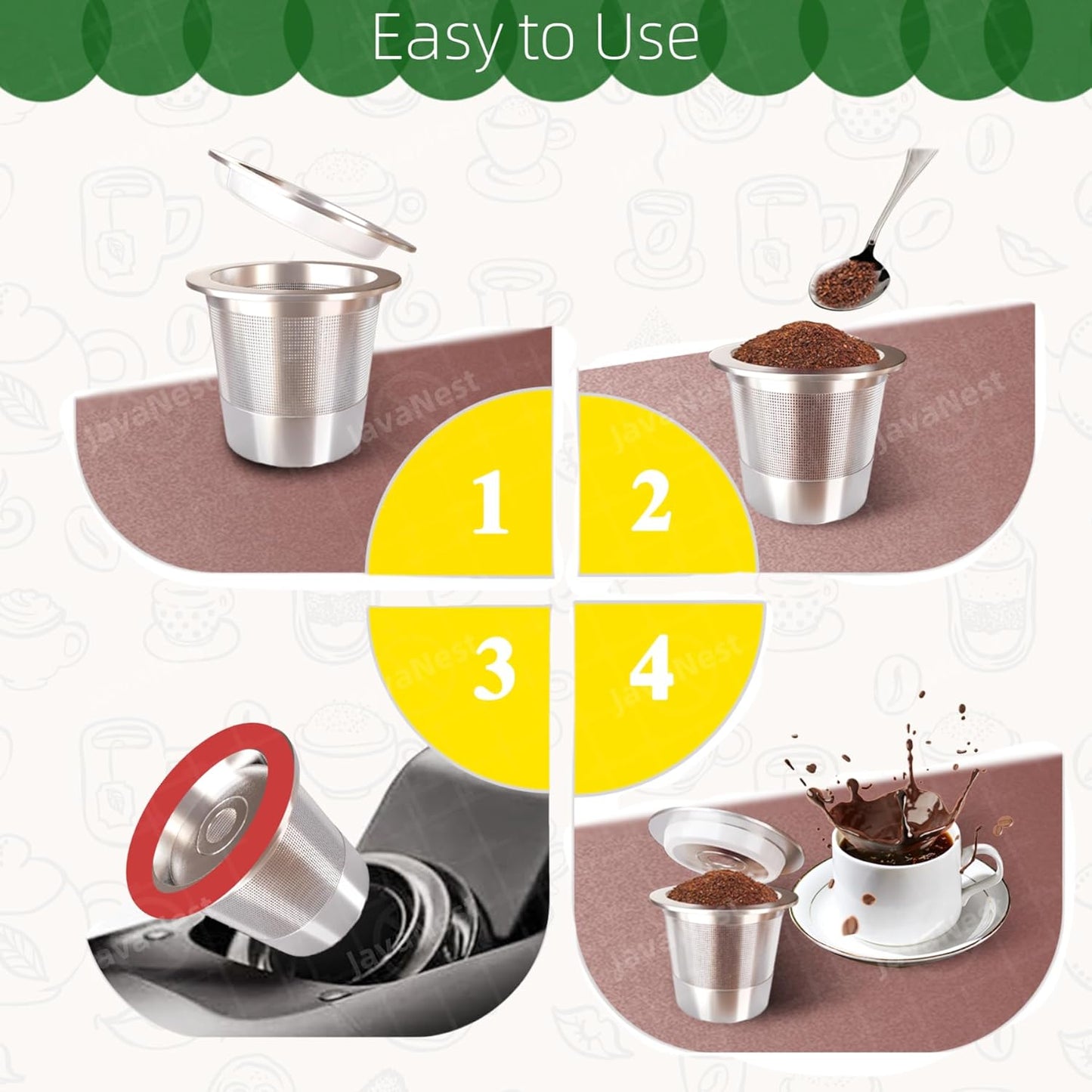 6 Pack Reusable K Cups for Keurig 2.0 & 1.0, 100% Stainless Steel Refillable Coffee Pods – BPA-Free, Ultra-Fine Mesh for Rich Flavor – Includes Scoop & 6 Seals – Eco-Friendly, Gift-Ready