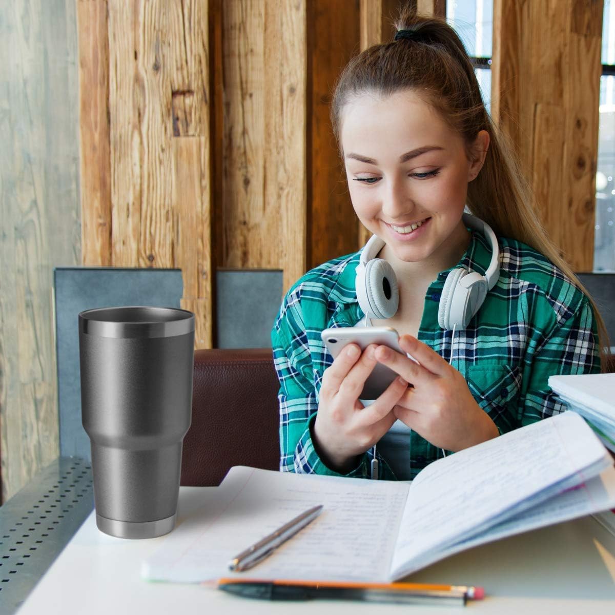 HASLE OUTFITTERS 30oz Stainless Steel Tumbler, Double Wall Vacuum Insulated Travel Mug Tumbler, Durable Insulated Coffee Mug, Gift Box Set (Grey, 12)