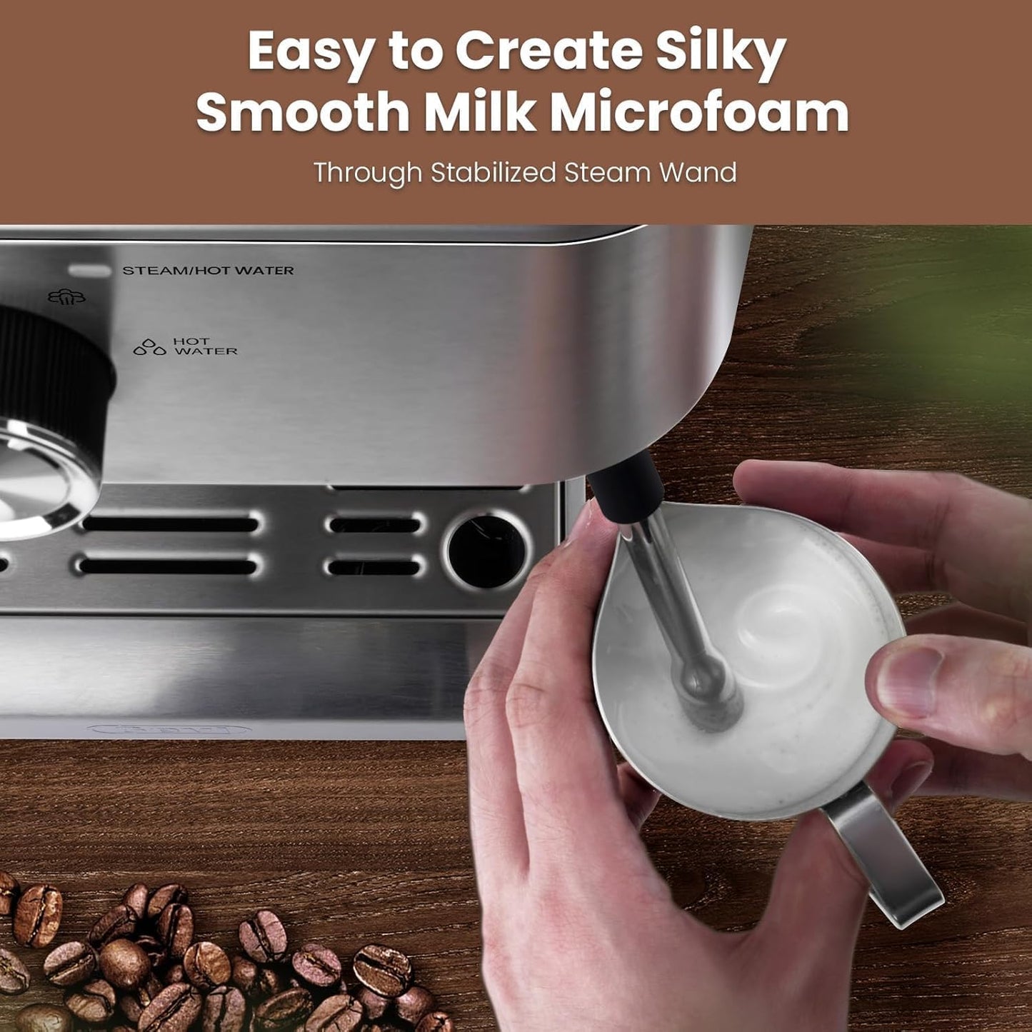 Gevi 58mm Commercial Grade Espresso Machine with PID Temp Control, Adjustable Shot/Temp, Powerful Steam Wand & Barista Kit - Ideal for Home & Café (EzBru 1000)