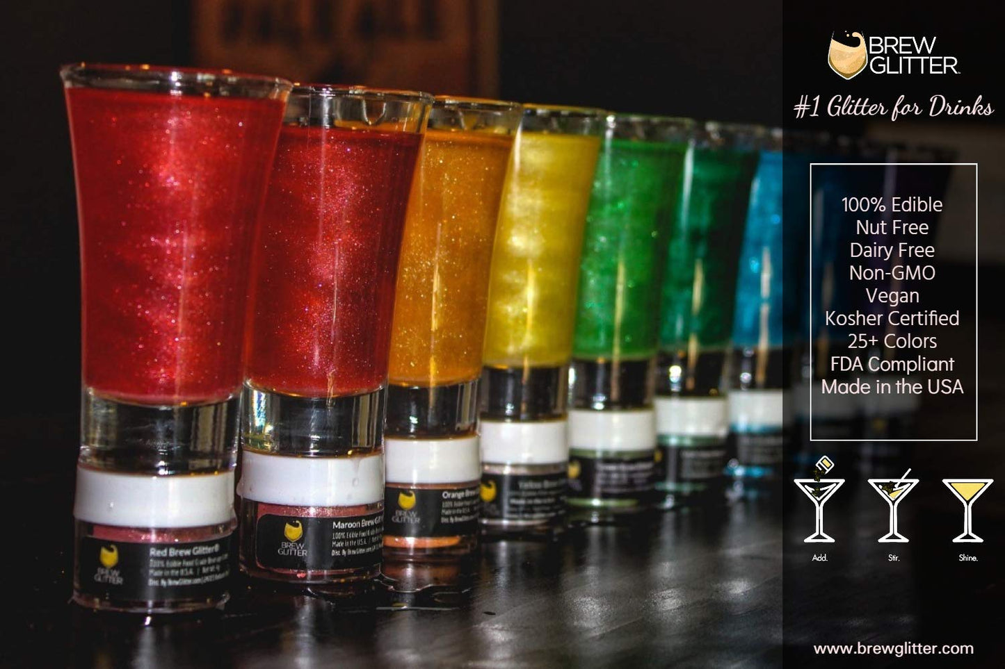 Blue BREW GLITTER Edible Glitter For Drinks, Cocktails, Beer, Garnish Glitter & Beverages | KOSHER & HALAL Certified | 100% Edible & Food Grade | Vegan, Gluten, Nut Free (50g, Blue)