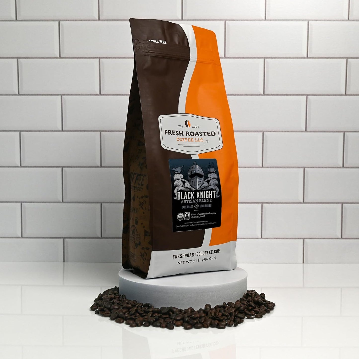 Fresh Roasted Coffee, Organic Black Knight | USDA Organic, Kosher | Dark Roast 2 lb (32 oz) Ground