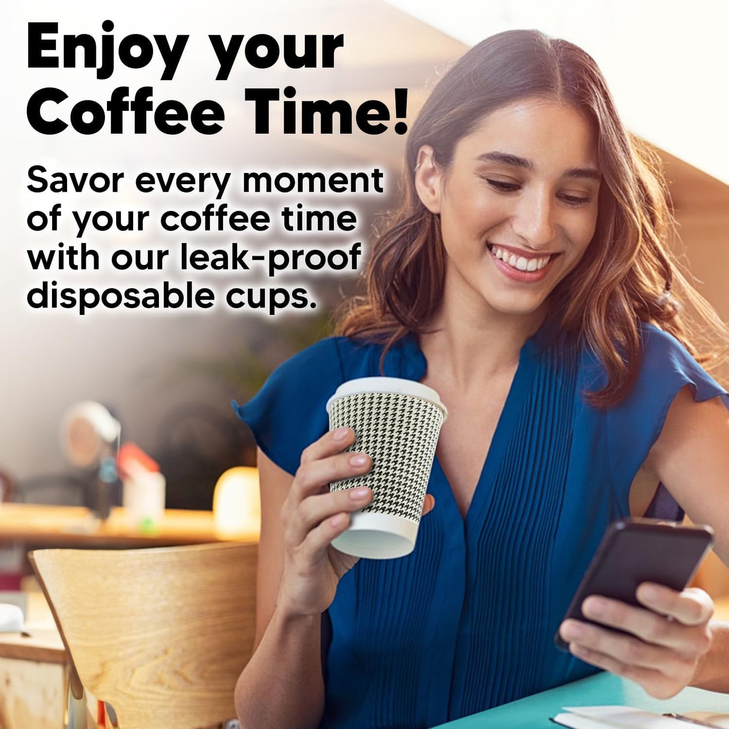 8 oz Coffee Cups - 200 Pack【No Lids】 Insulated Corrugated Disposable Paper Cups To Go, Double Wall Paper Hot Cups Bulk for Hot Beverage or Cold Drinks