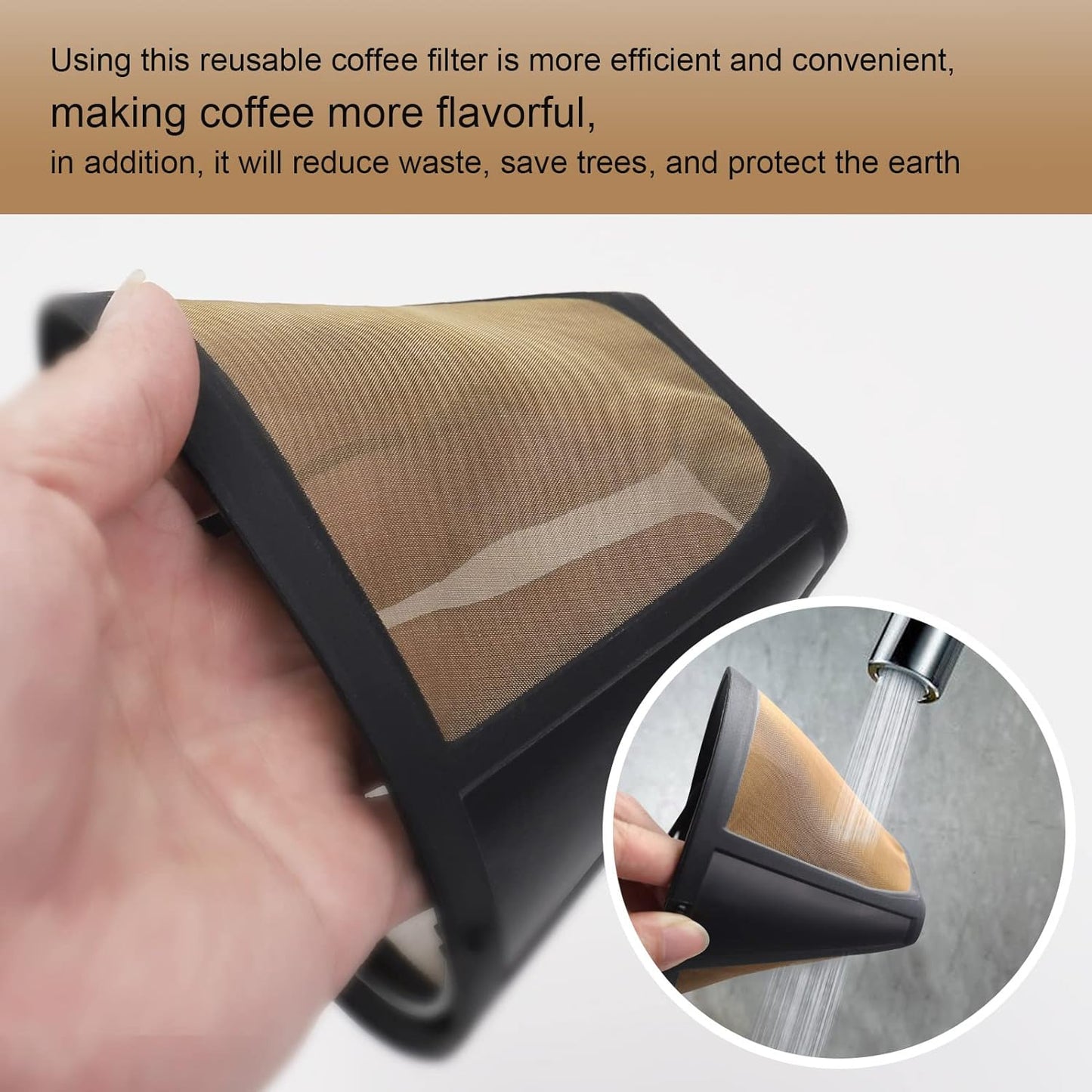 Reusable Coffee Filters for Ninja Dual Brew Coffee Maker, 2 Pack Permanent Coffee Filter #4 Replacement Compatible with Ninja Cuisinart Coffee Maker Filter