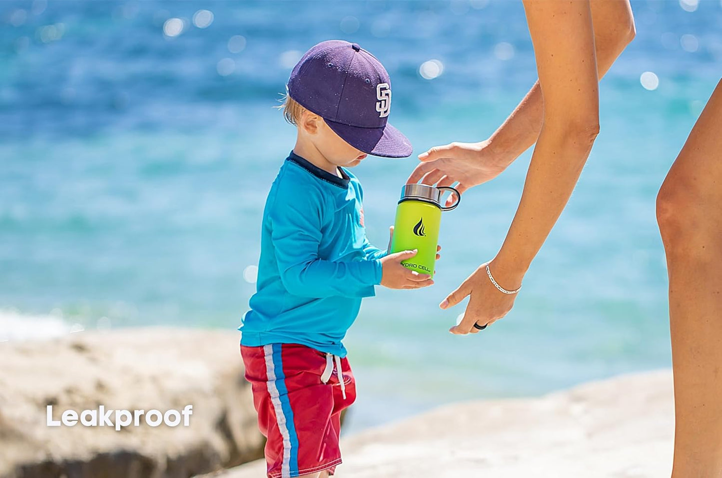 HYDRO CELL Stainless Steel Insulated Water Bottle with Straw - For Cold & Hot Drinks - Metal Vacuum Flask with Screw Cap and Modern Leakproof Sport Thermos for Adults (Neon 14oz)