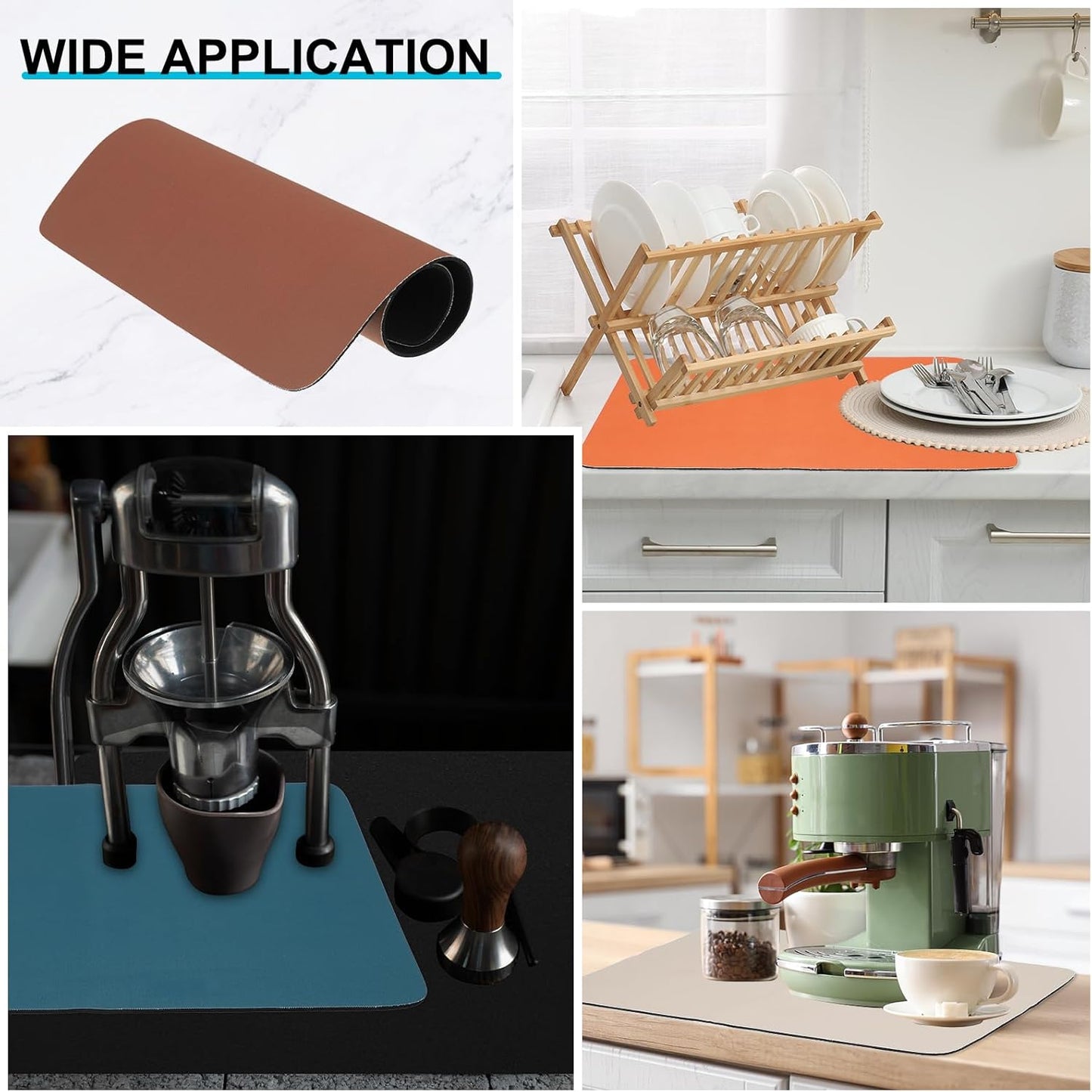 uxcell Silicone Mats for Kitchen Counter, 15.7" x 11.8" Non-Slip Countertop Protector Mat Heat Resistant Coffee Mat Waterproof Table Placemat, Brown