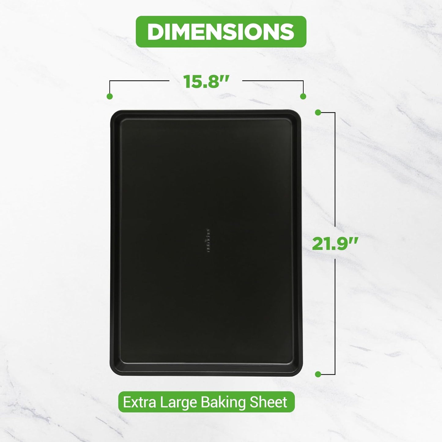 NutriChef Nonstick XL Cookie Sheet Baking Pan - Extra Large 22 Inch x 16 Inch with Raised Edges, Thick Carbon Steel Oven Baking Sheet for Jelly Rolls, Cookies, Cakes, & Pastries - Black