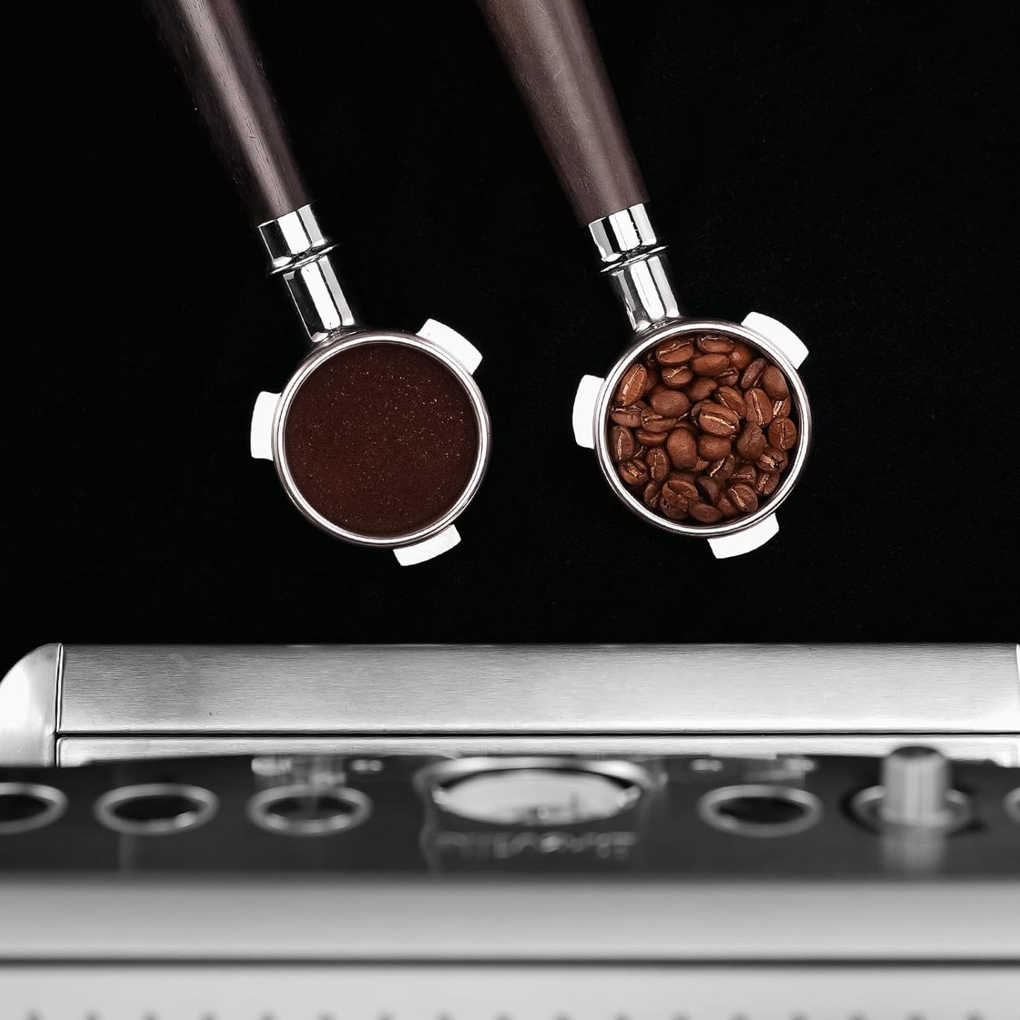 CrossCreek 54mm Espresso Bottomless Portafilter with 3 Ear | Fits 54mm Breville/Sage Barista Espresso Machine | Stainless Steel Basket and Solid Wood Handle | Espresso Accessories