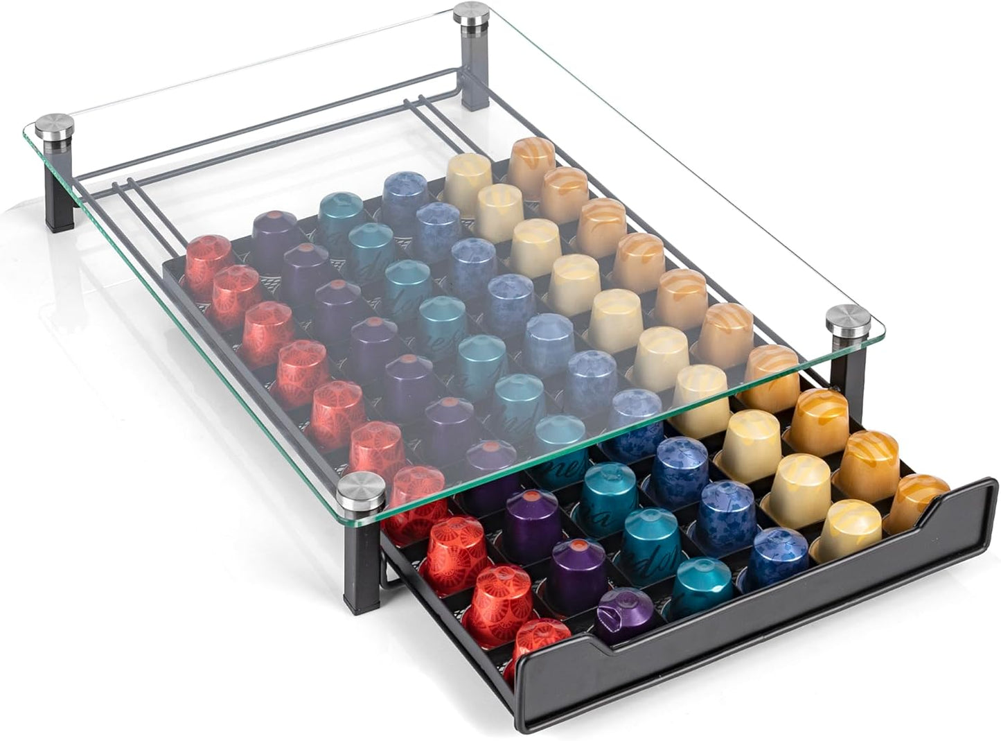 RECAPS Coffee Pod Holder Storage Small Pod Drawer Pods Holder Compatible with Nespresso Original Line Coffee Pods Kitchen Organizer Holds 60 Pods (NOT Compatible with Vertuoline)
