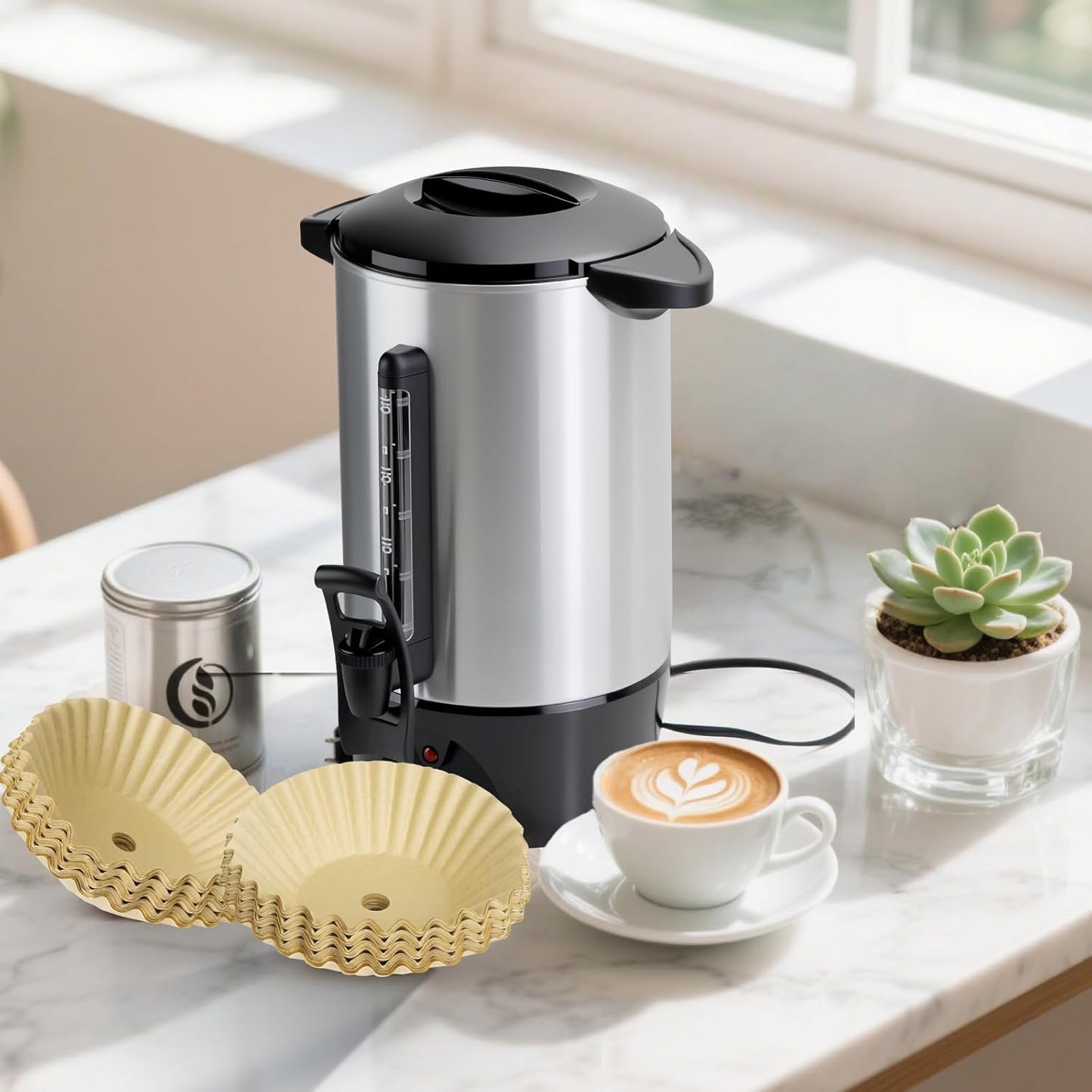 Paper Coffee Filters for Hamilton Beach 45 Cup Coffee Urn and Hot Beverage Dispenser, Unbleached Large Coffee Filters for Most 30-50 Cup Large Coffee Maker, 100 Pcs